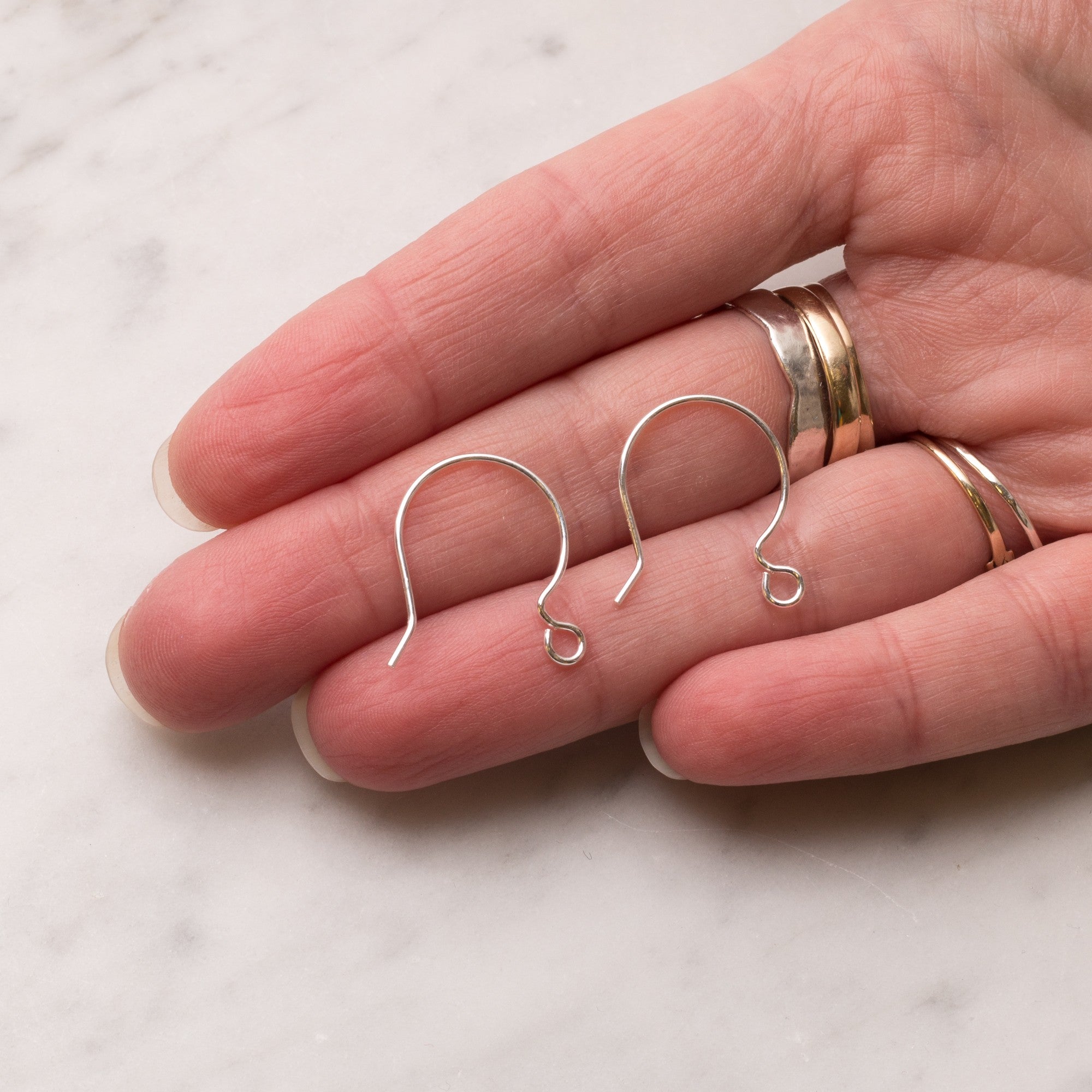 Sterling Silver Plain Rounded Shepherds Crook Earwires With Loop Pair