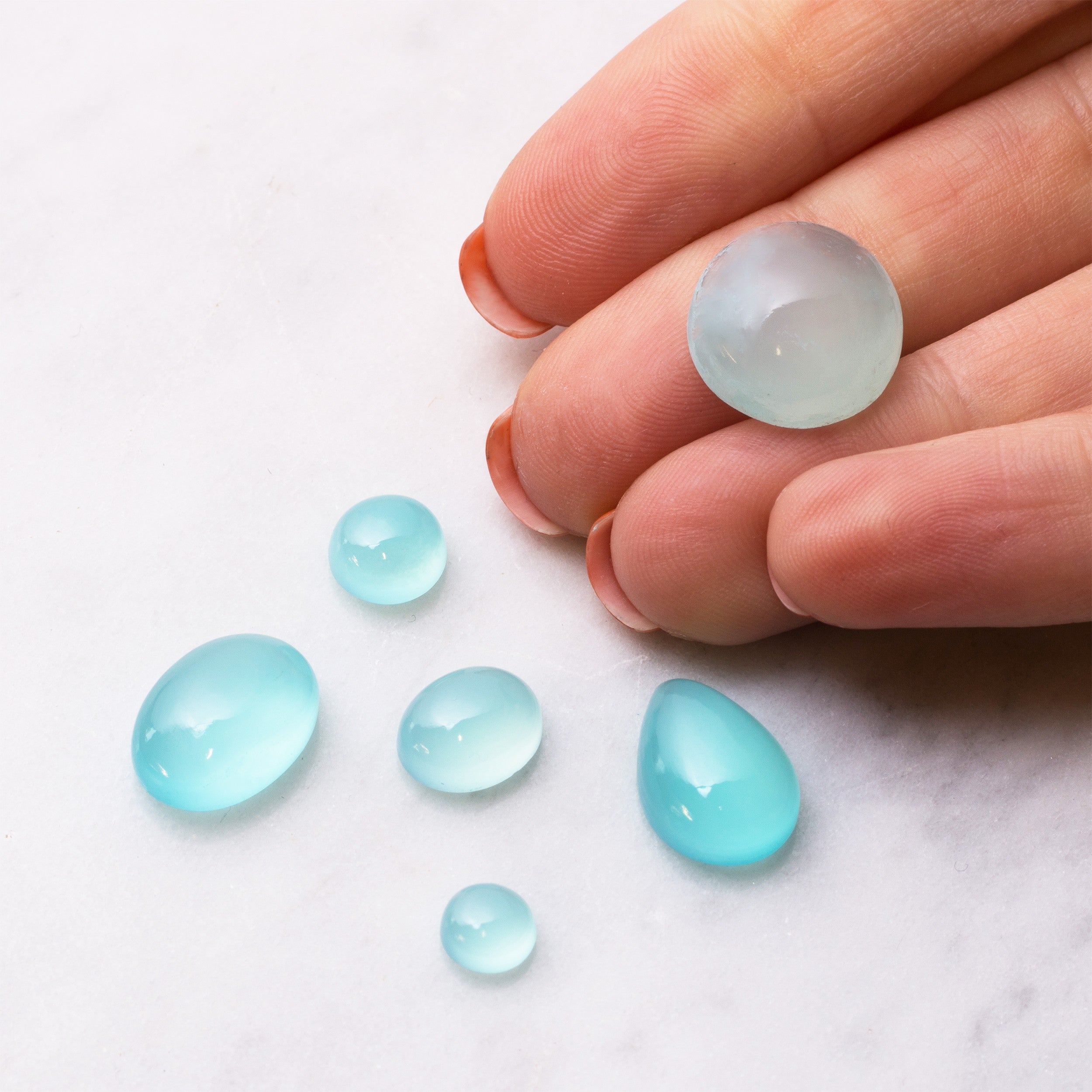 Turquoise Blue Chalcedony Cabochons