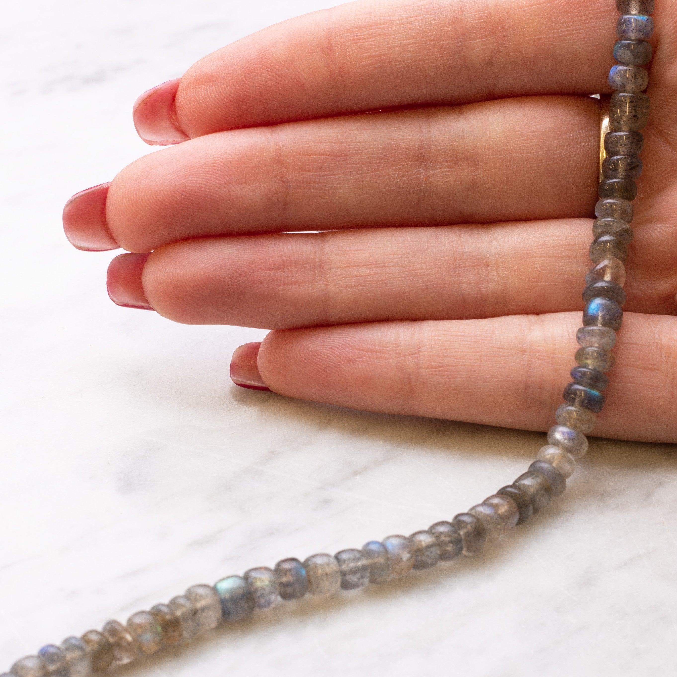 Labradorite Smooth Tyre Beads Approx 4mm
