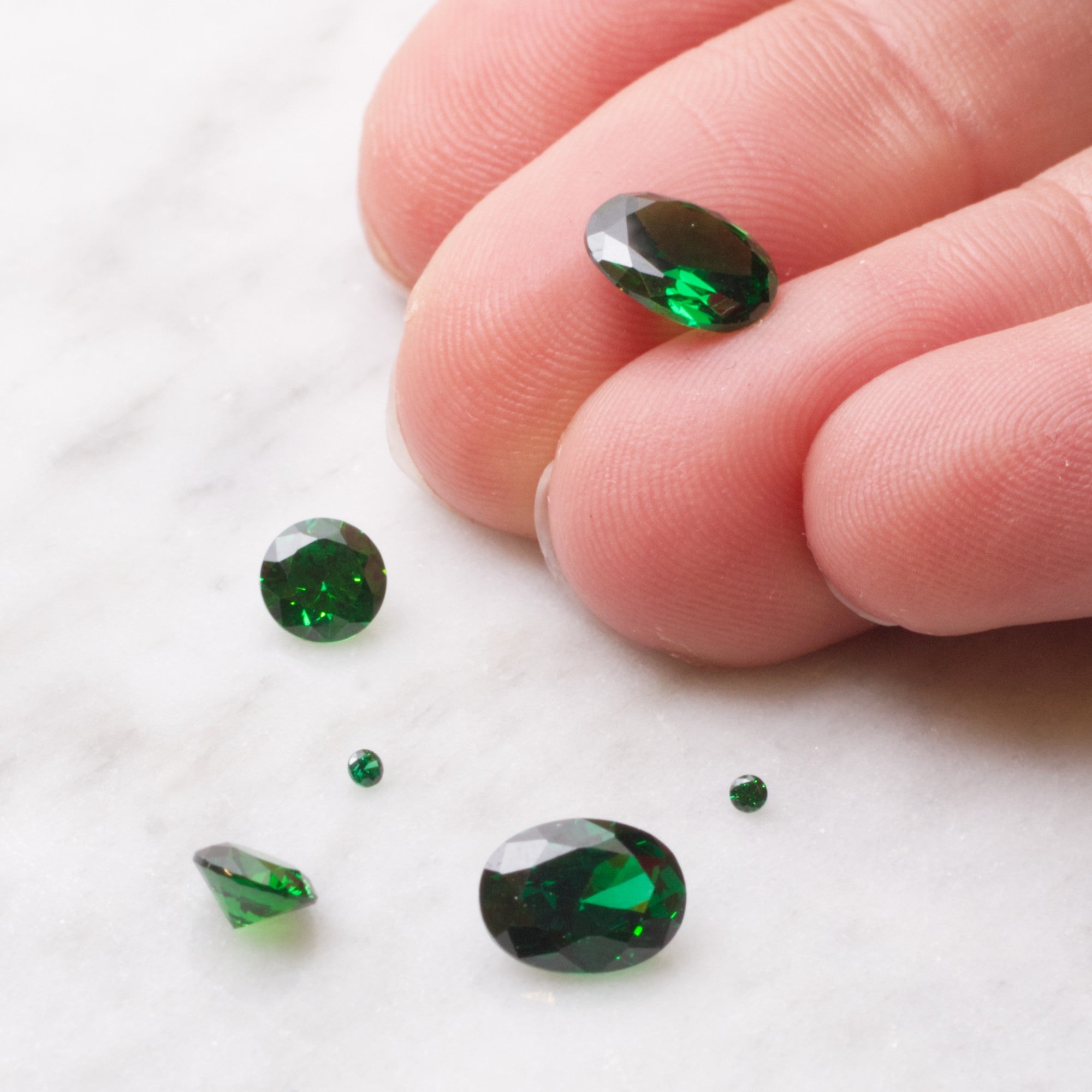 Emerald Coloured Cubic Zirconia Faceted Stones
