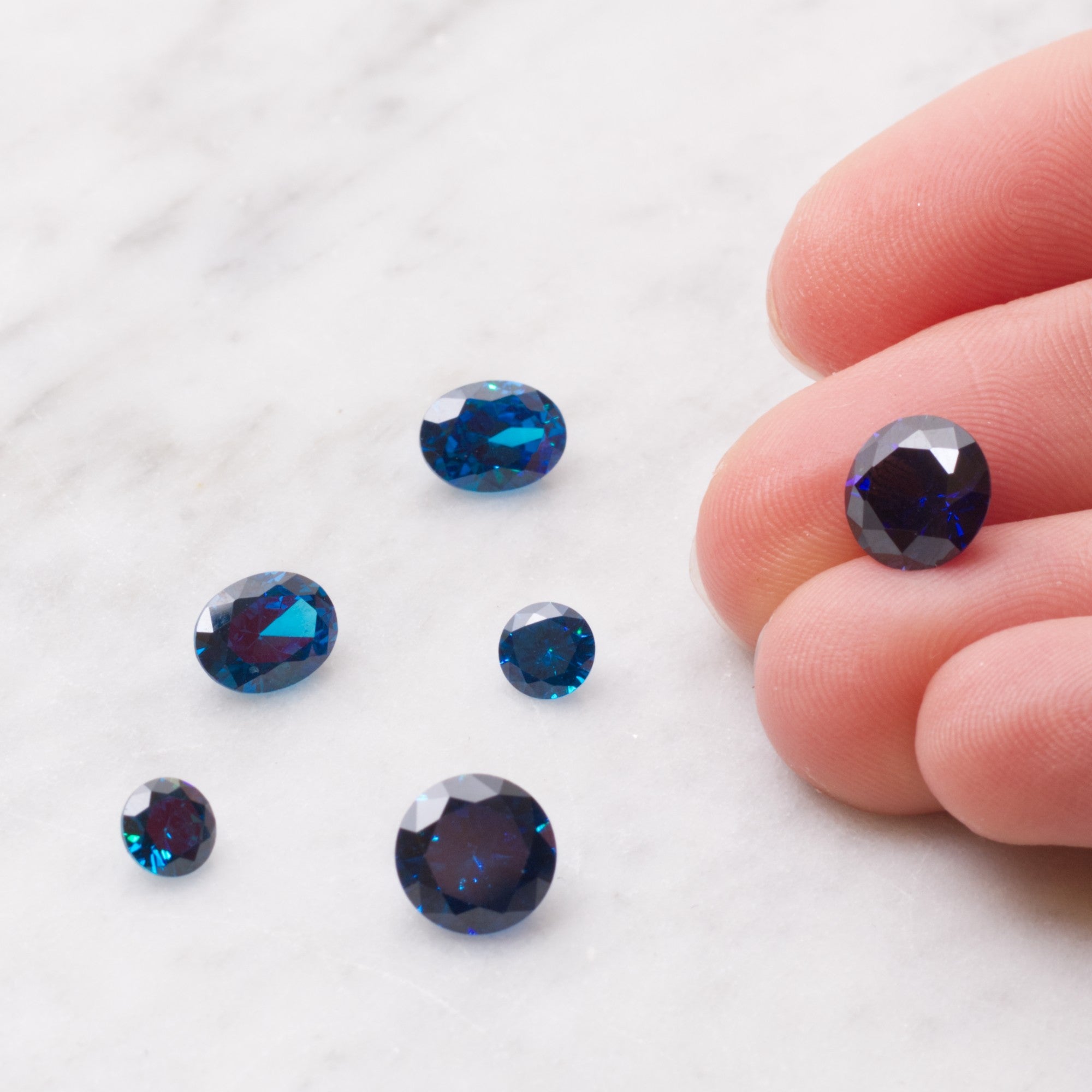 Sapphire Coloured Cubic Zirconia Faceted Stones