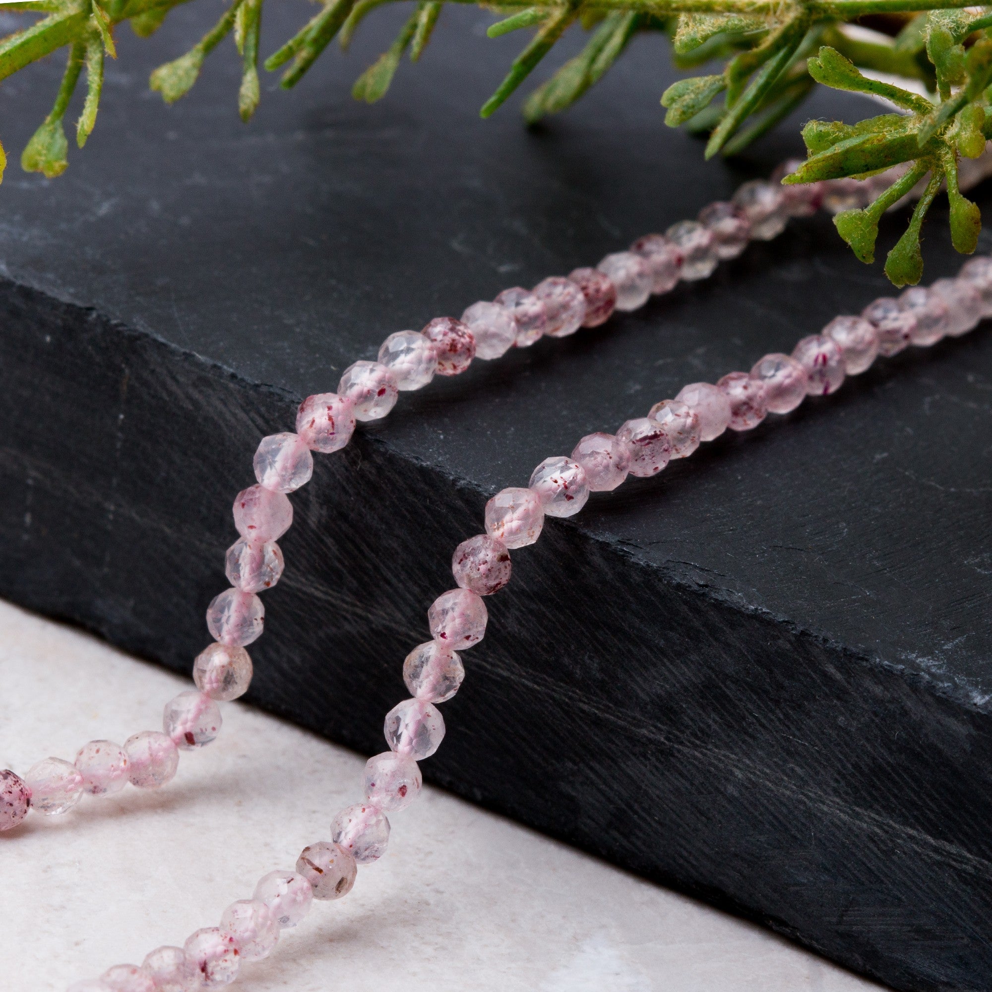 Strawberry Quartz Micro Faceted Round Beads Approx 2mm