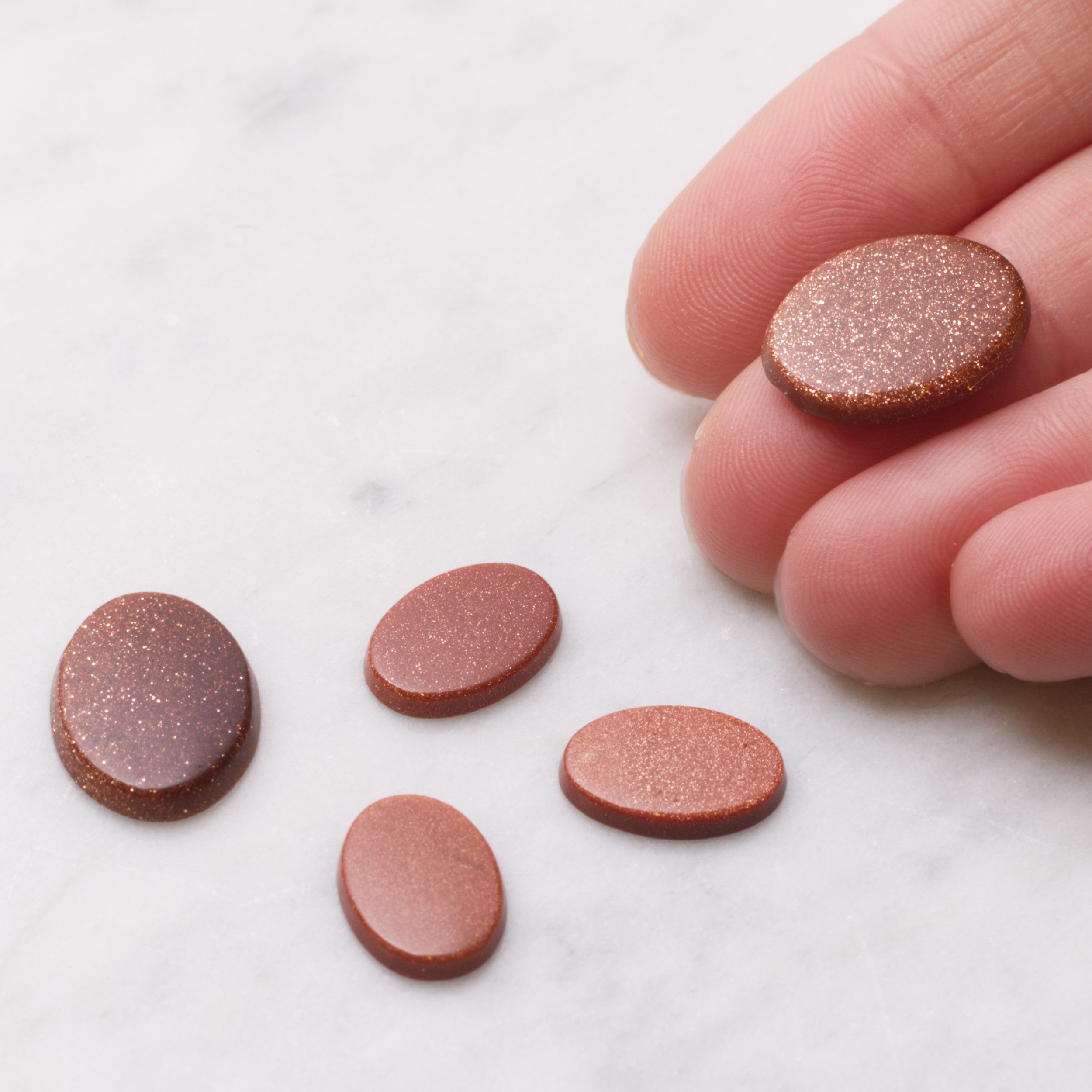 Goldstone Flat Plate Oval Cabochons Approx 18x13mm