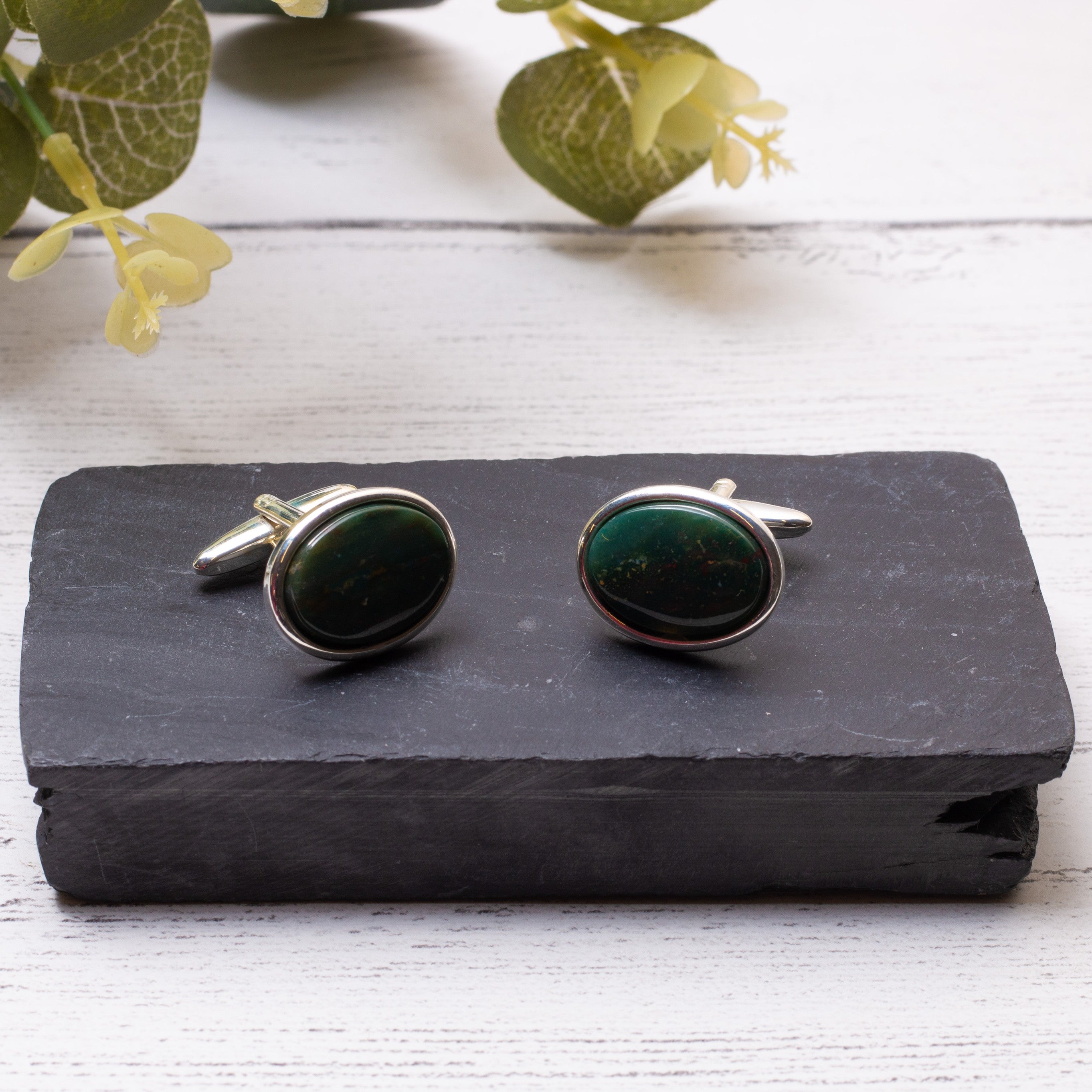 Bloodstone Flat Plate Oval Cabochons