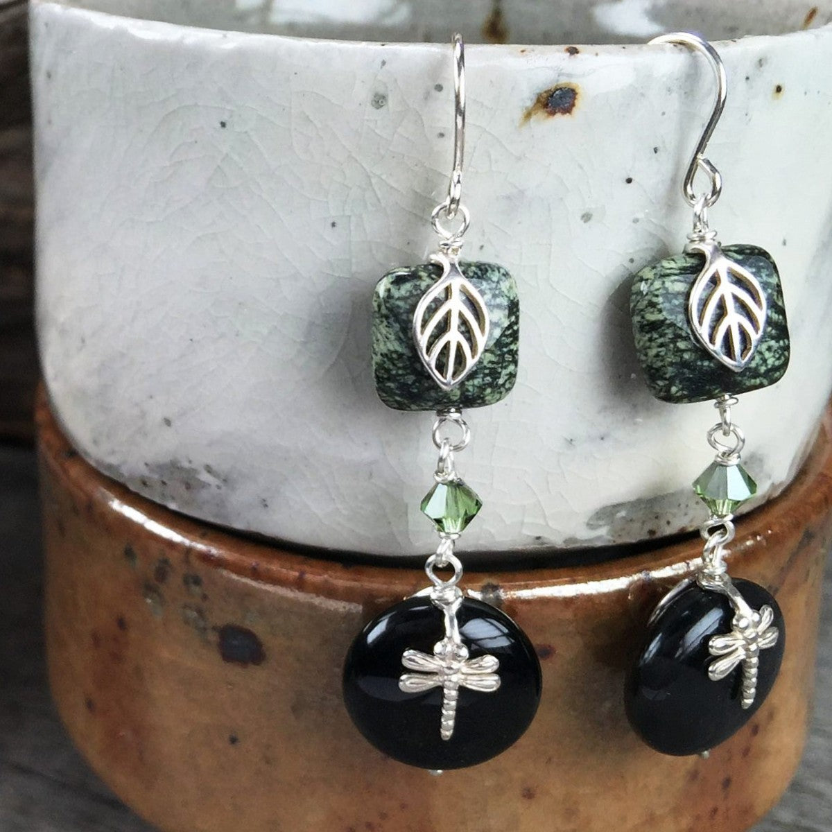 Sterling Silver Dragonfly And Leaf Bead Cap