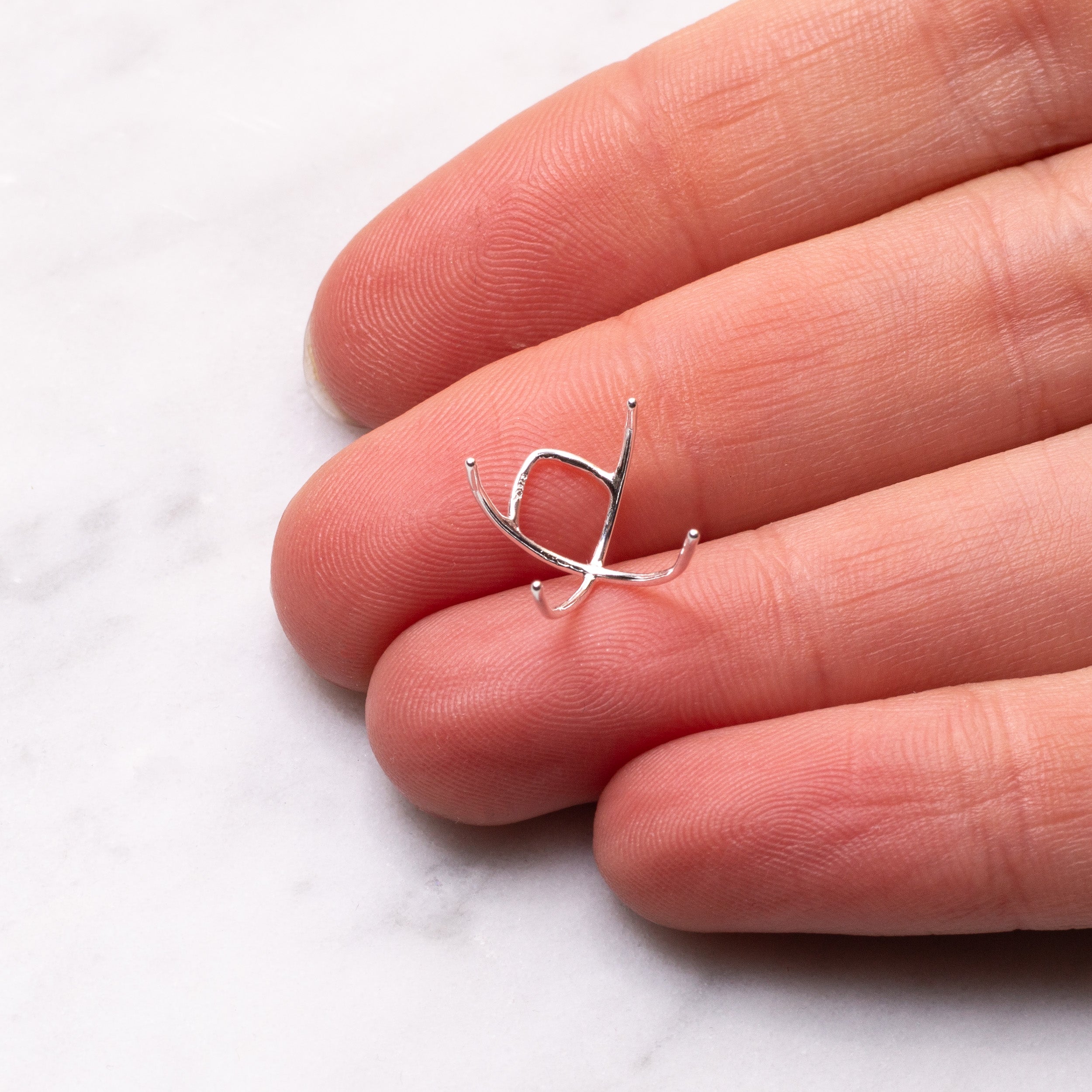 Sterling Silver Huggie Prong Pendant