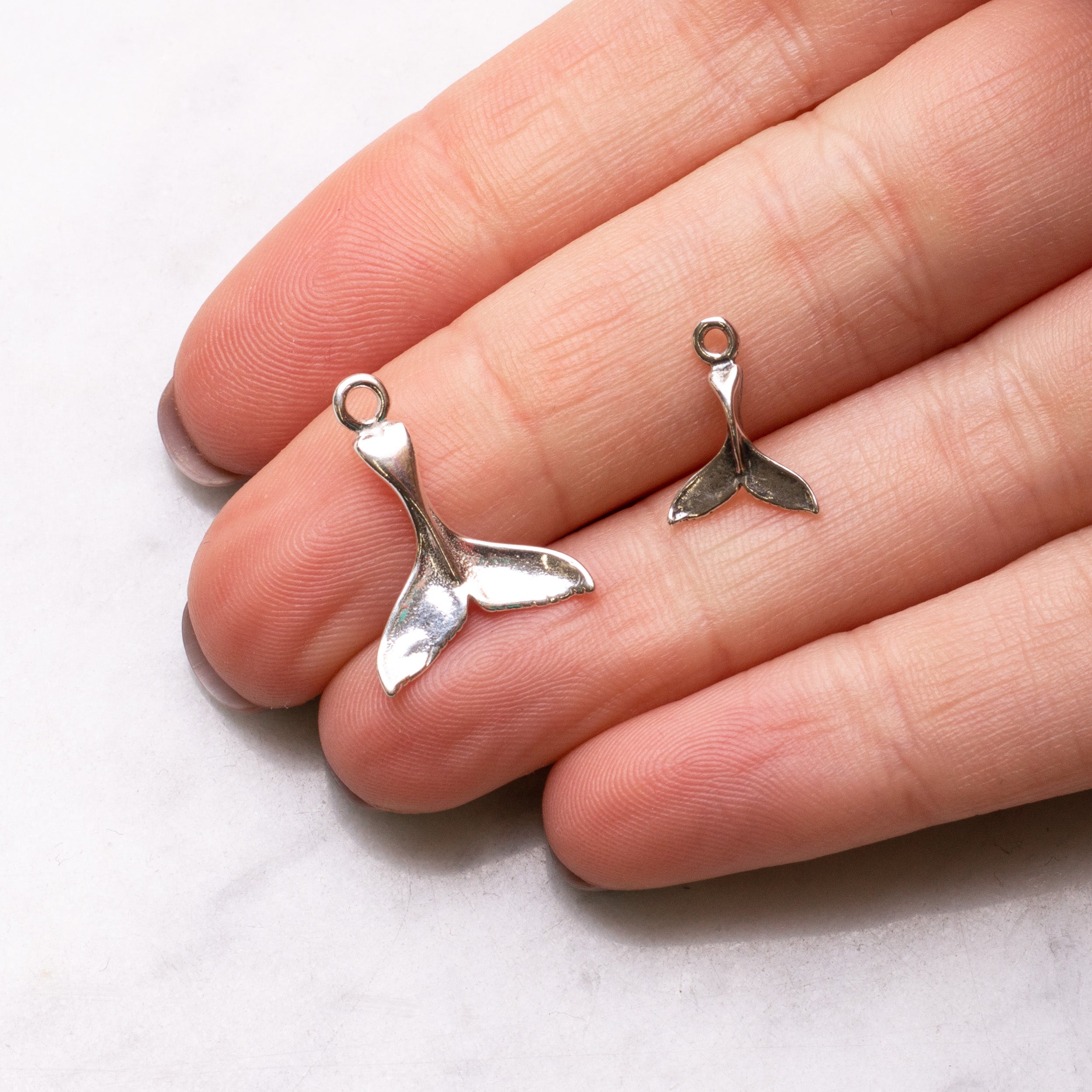 Sterling Silver Whale Tail Charm