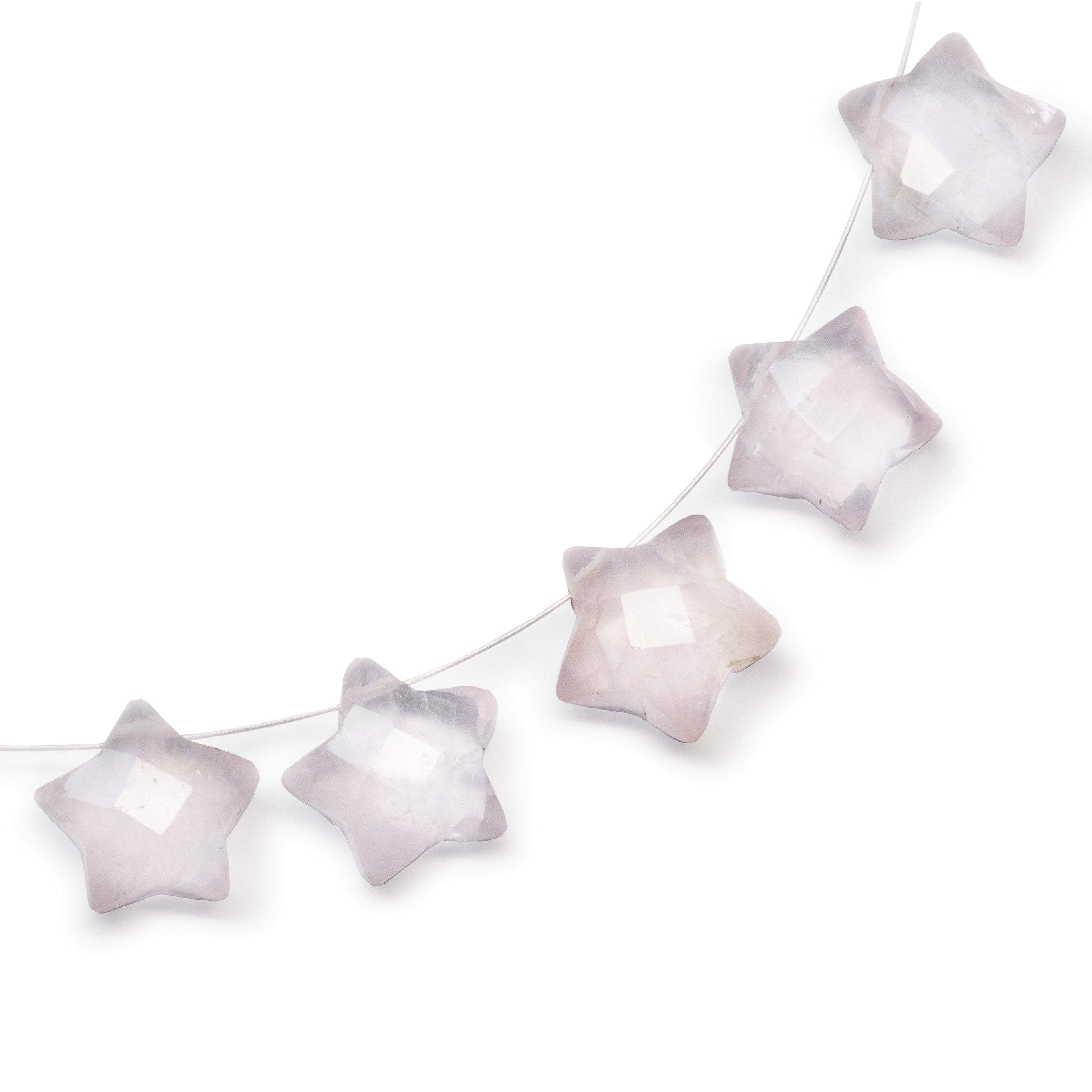 Rose Quartz Faceted Star Shape Beads Approx 11x5.5mm