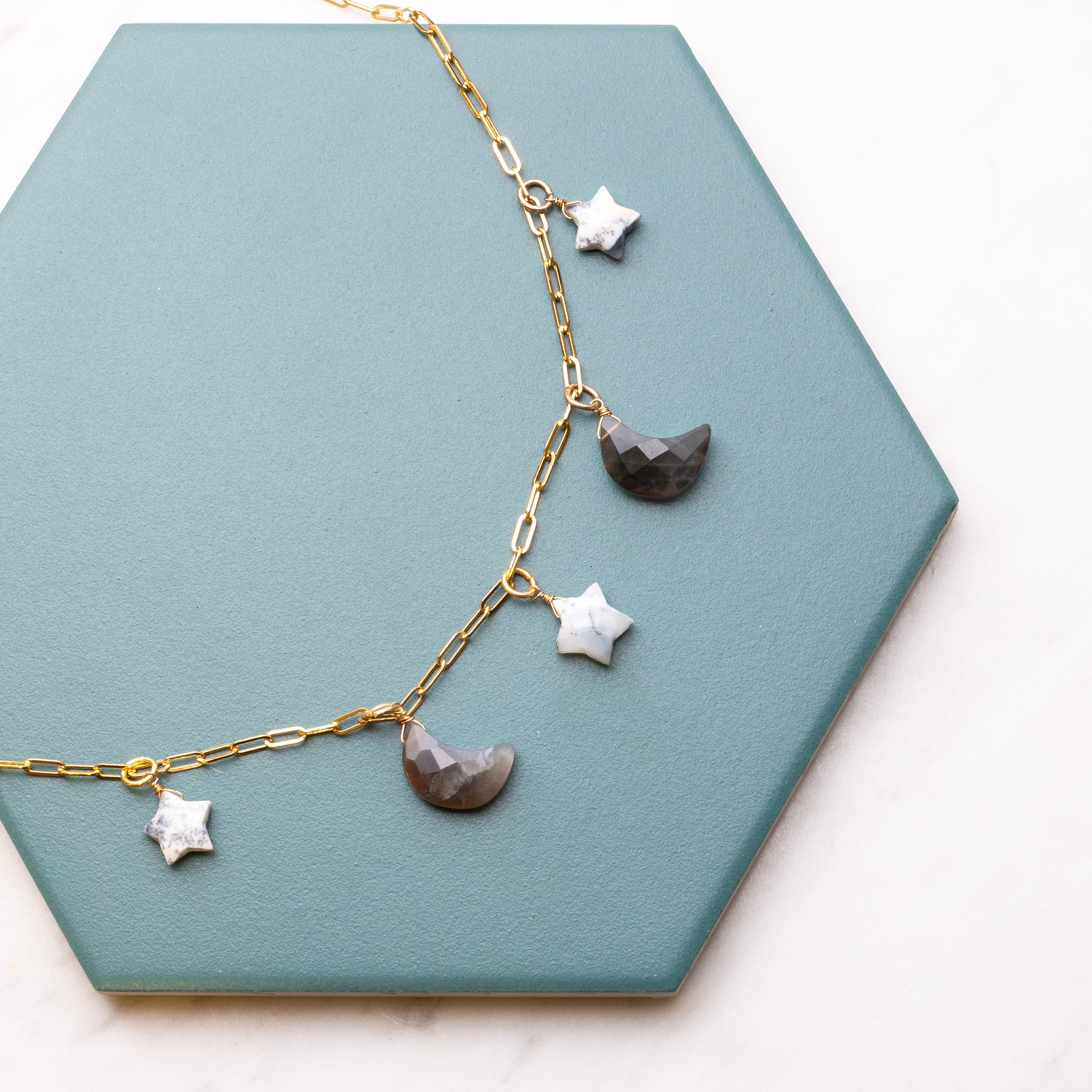 Dendrite Opal Faceted Star Shape Beads Approx 9.5mm