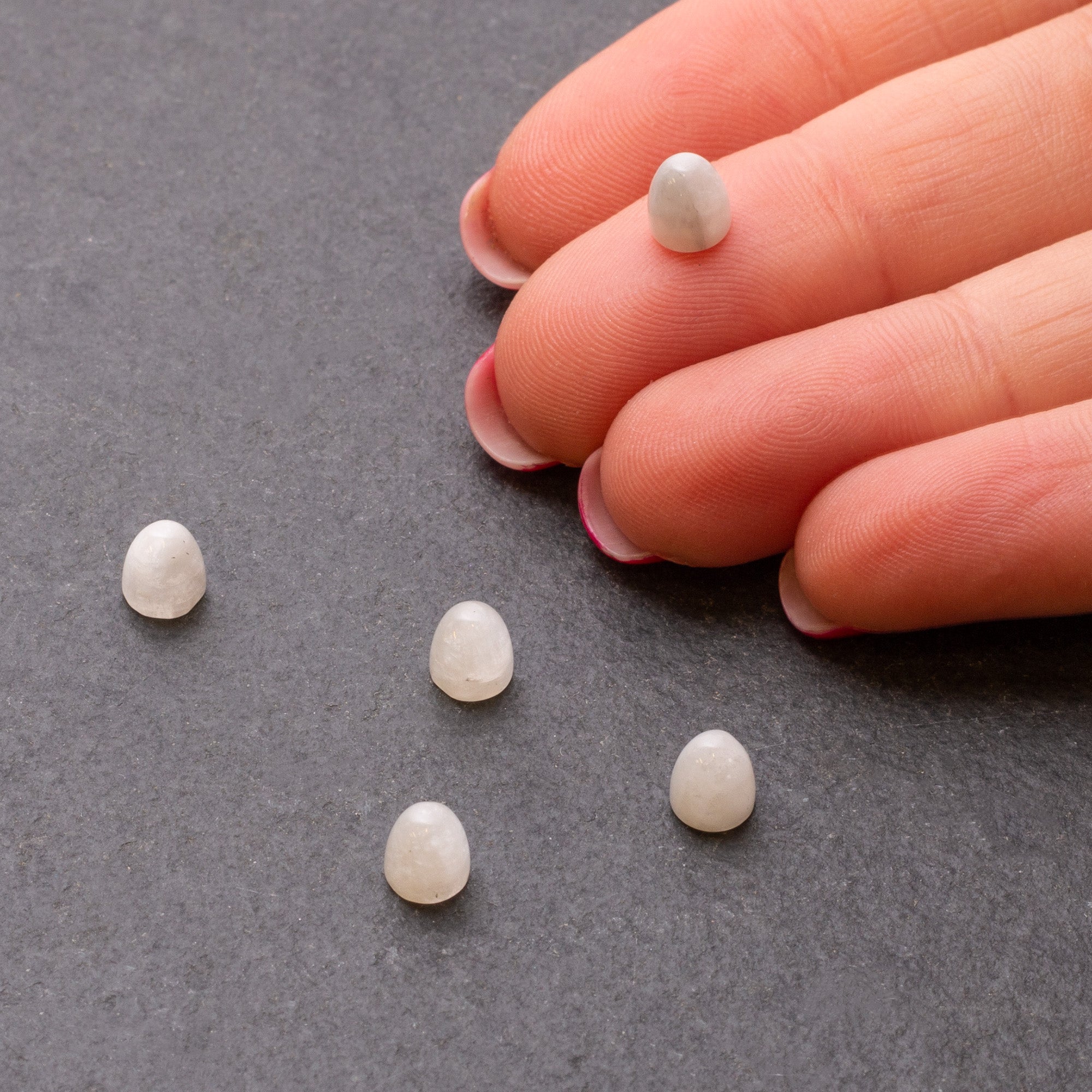 White Moonstone Bullet Shaped Cabochons Approx 5mm