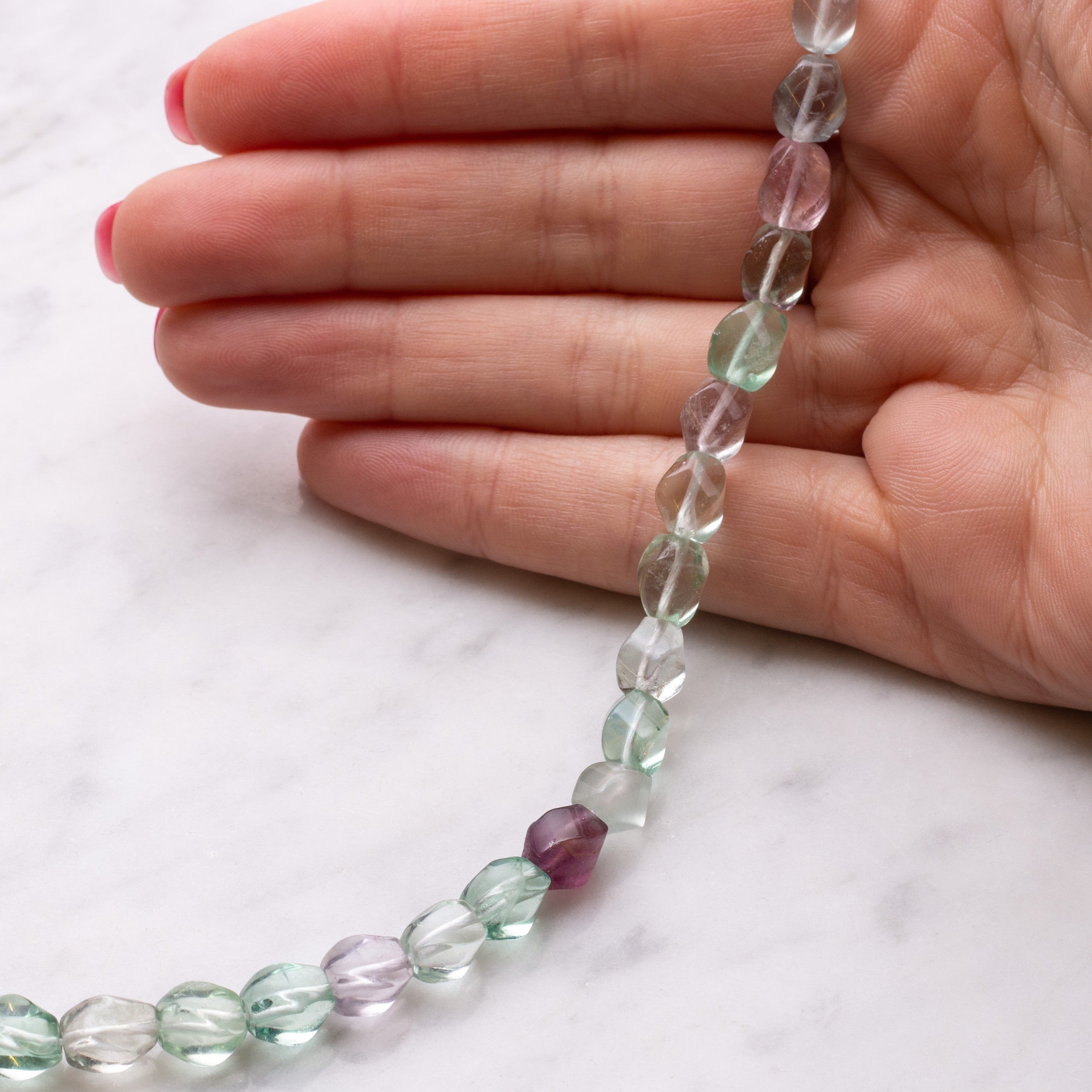 Rainbow Fluorite Twisted Beads Approx 8x6mm