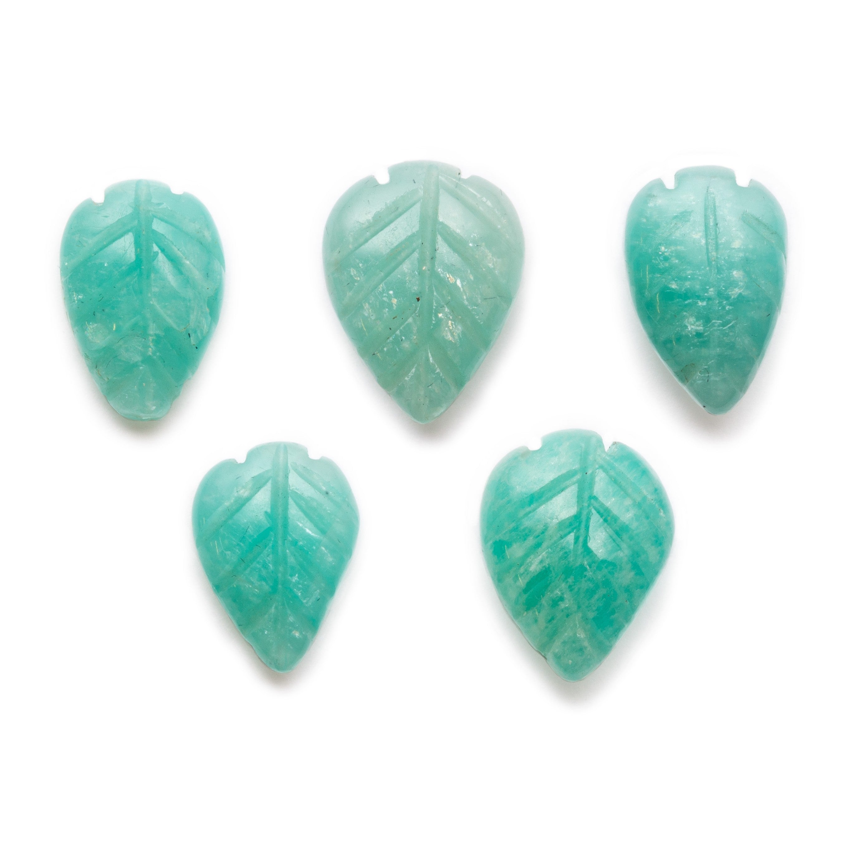 Amazonite Carved Leaf Beads Approx 12mm