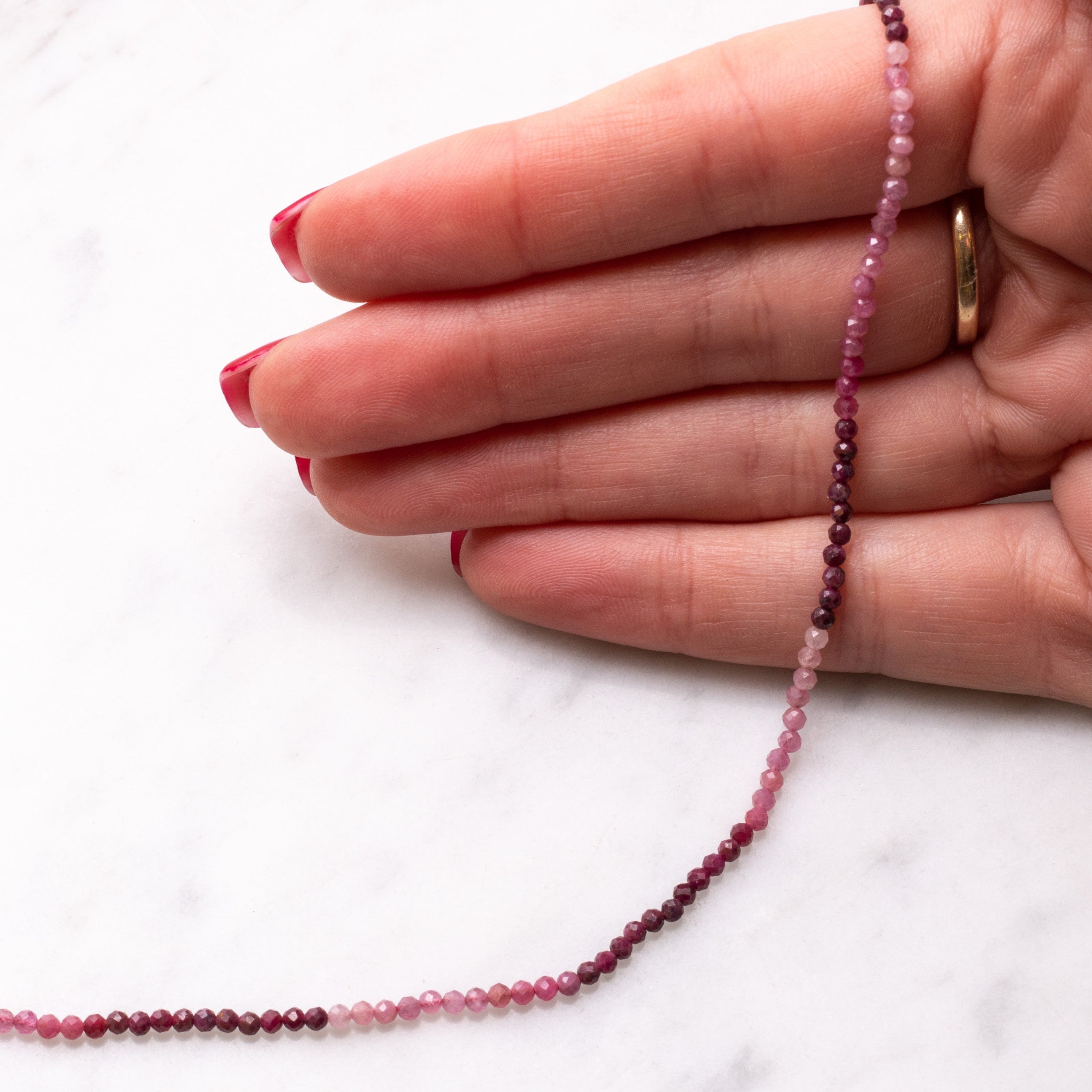 Ruby Shaded Micro Faceted Round Beads Approx 2.5mm