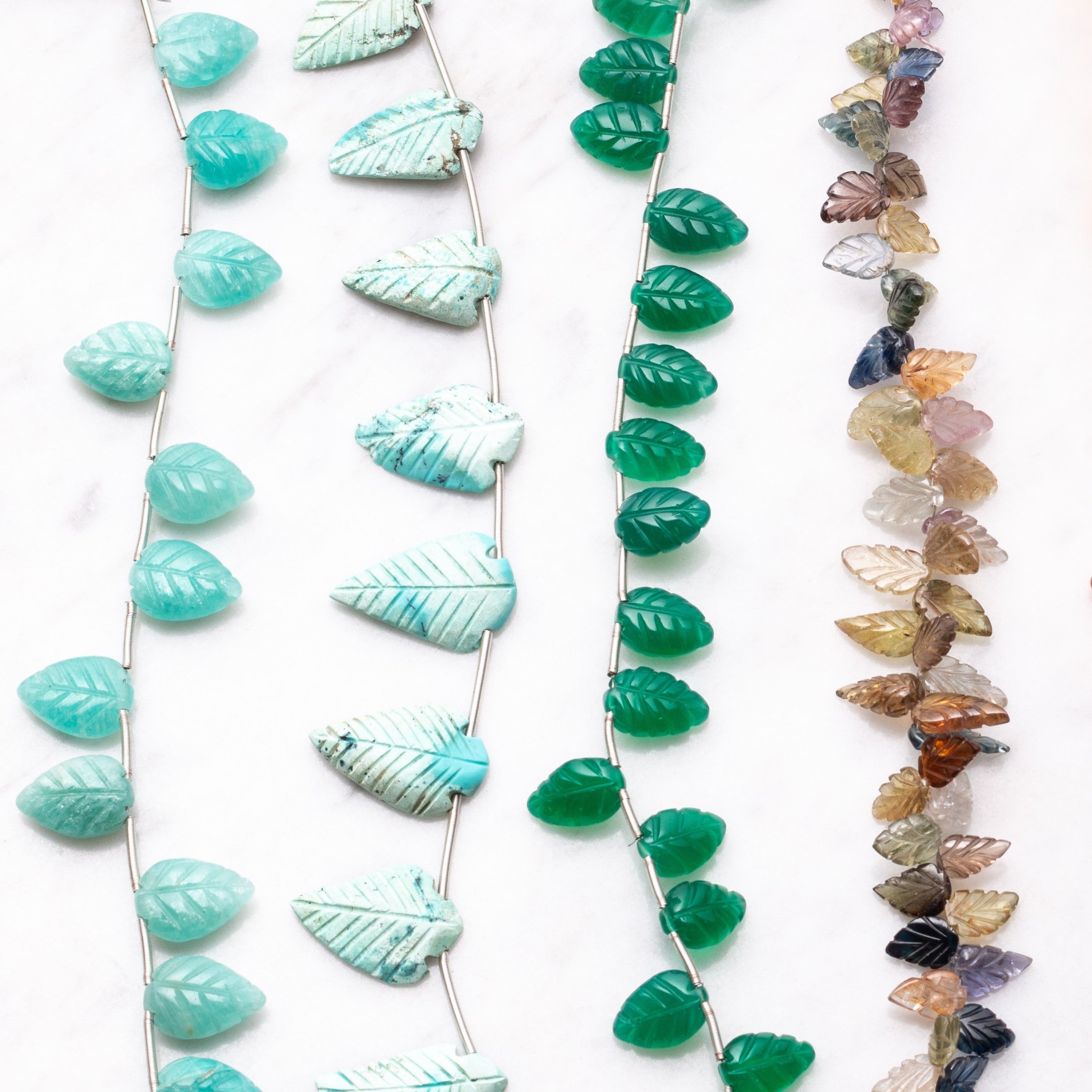 Amazonite Carved Leaf Beads Approx 12mm