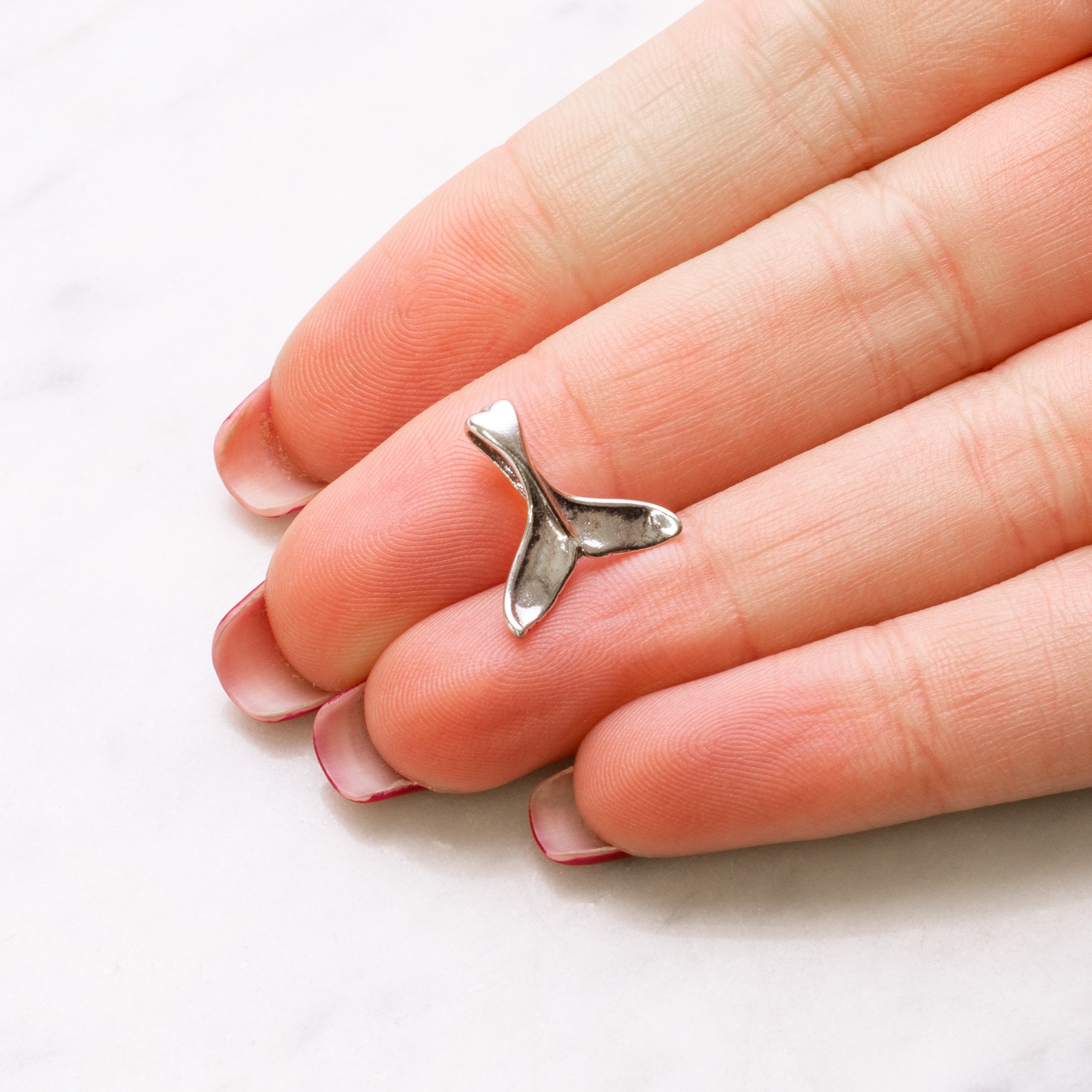 Sterling Silver Whale Tail Charm With Bail
