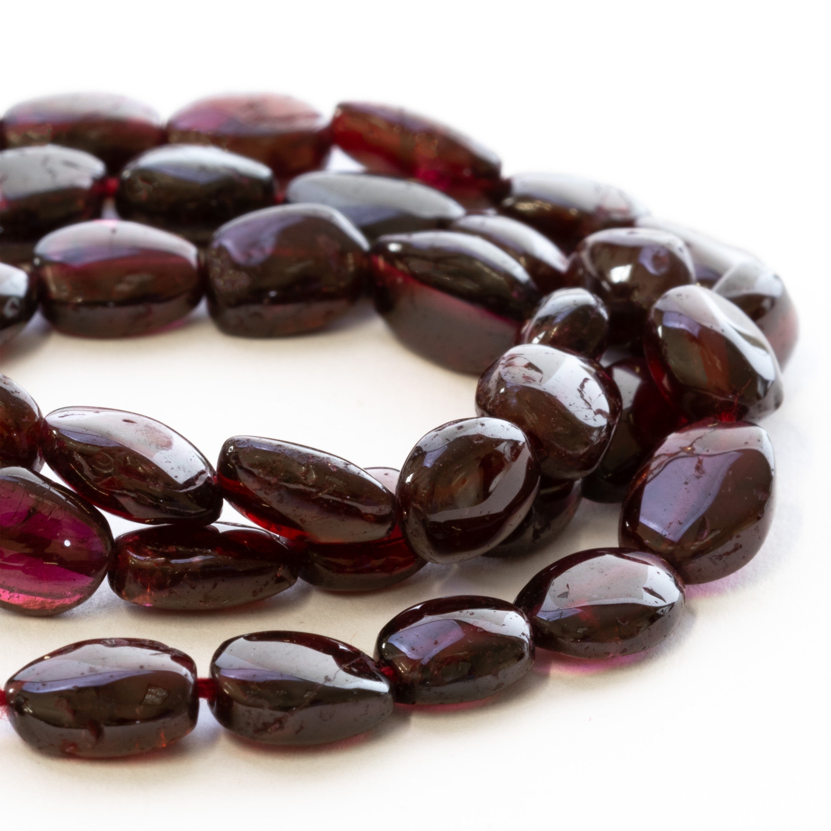 Garnet Flat Oval Nugget Beads Approx 6x5mm