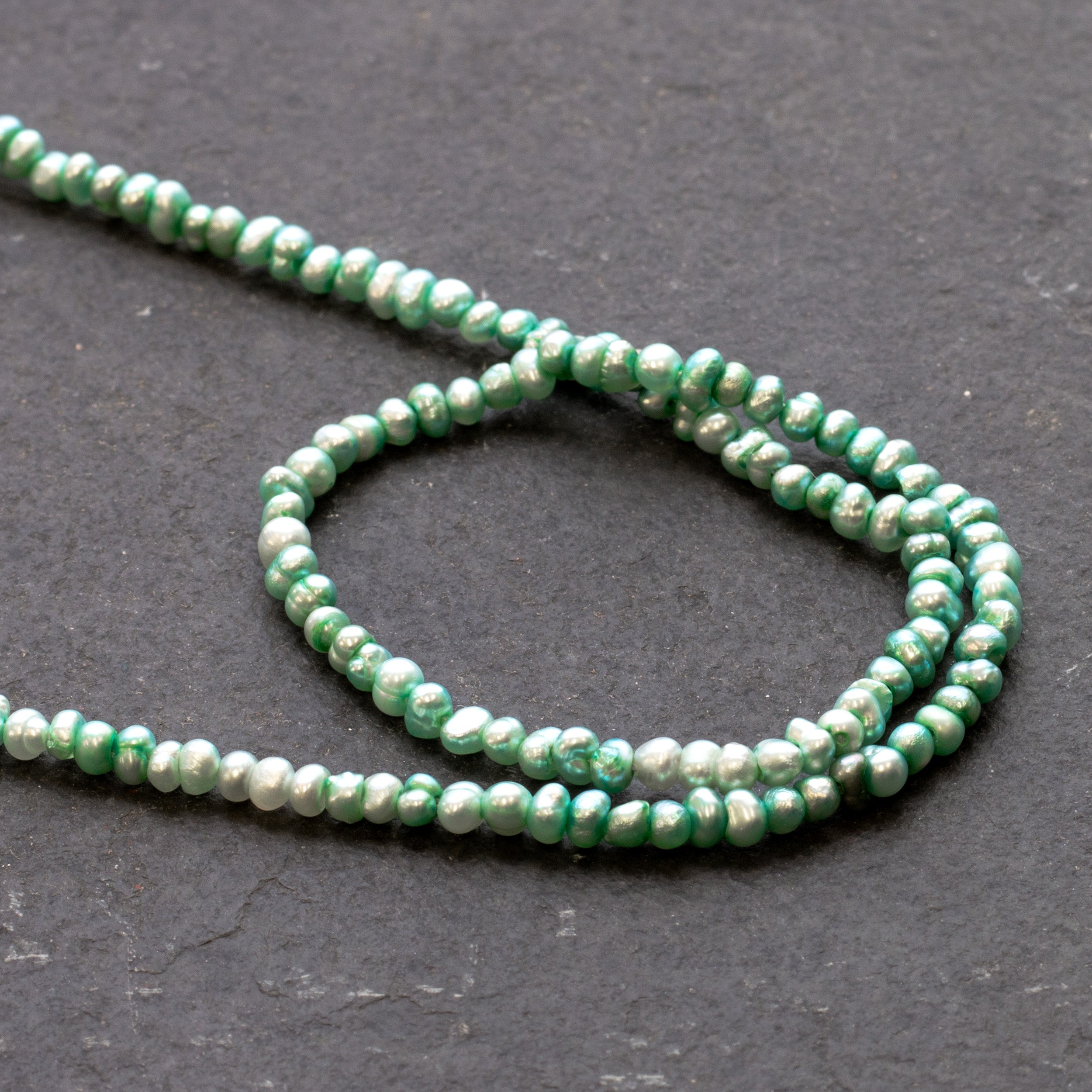 Mini Cultured Freshwater Soft Green Potato Pearls Approx 2.5x1mm