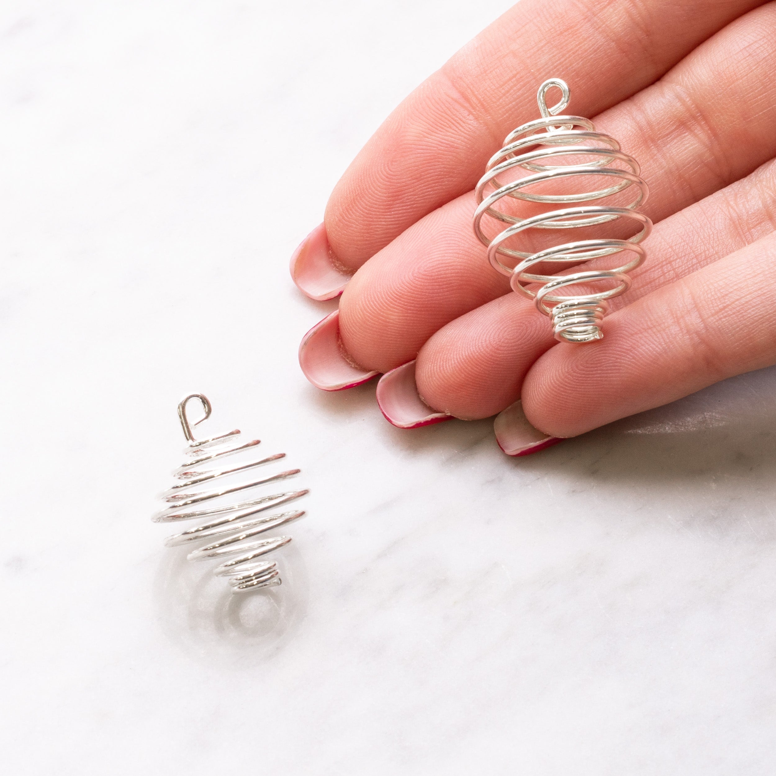 Silver Plated Spiral Stone Holder Cages