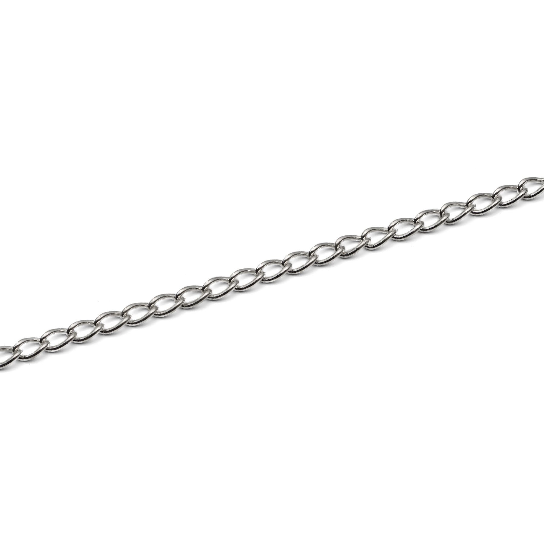 Silver Plated Large Open Curb Chain Per Metre