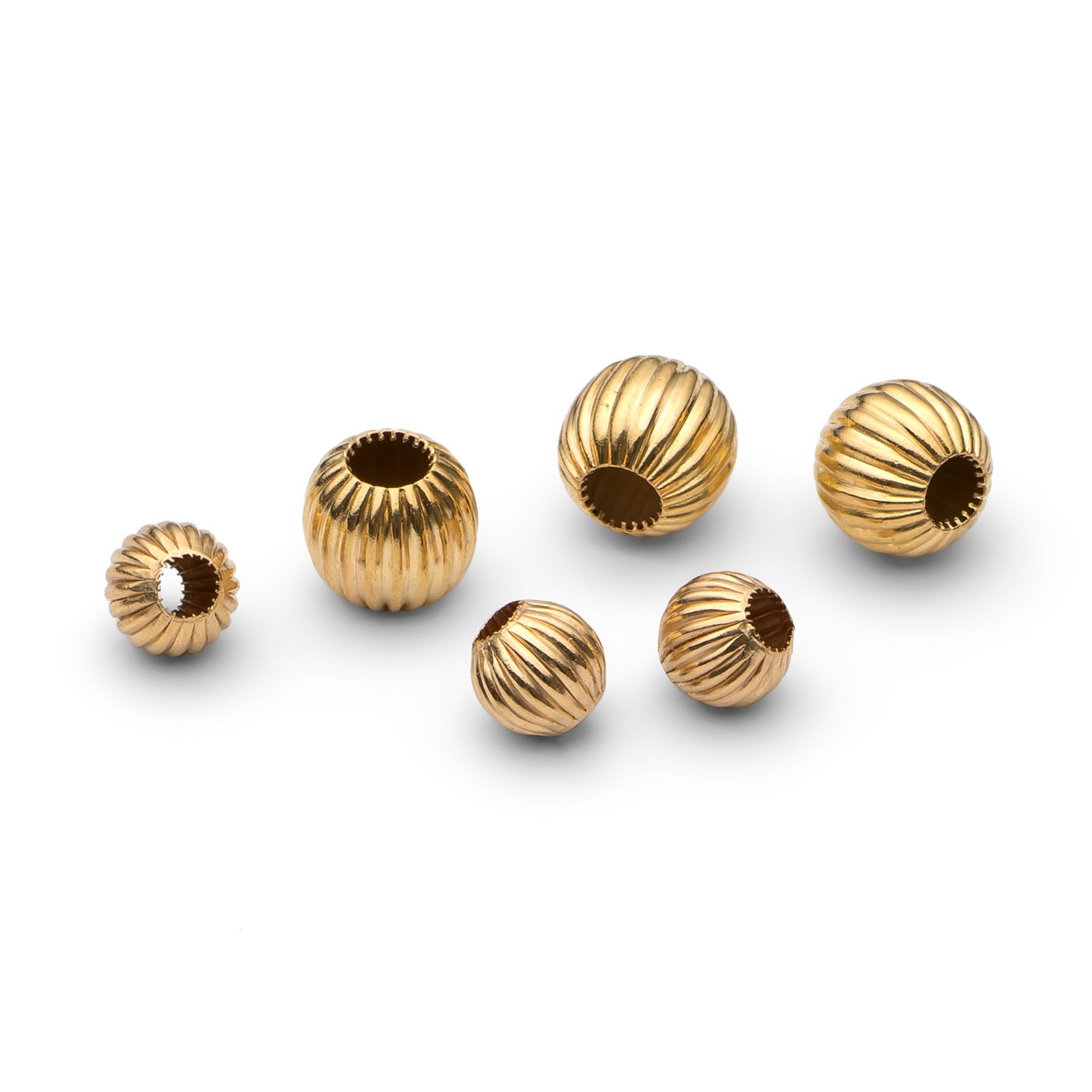 9ct Gold Corrugated Round Beads Approx 4mm Round
