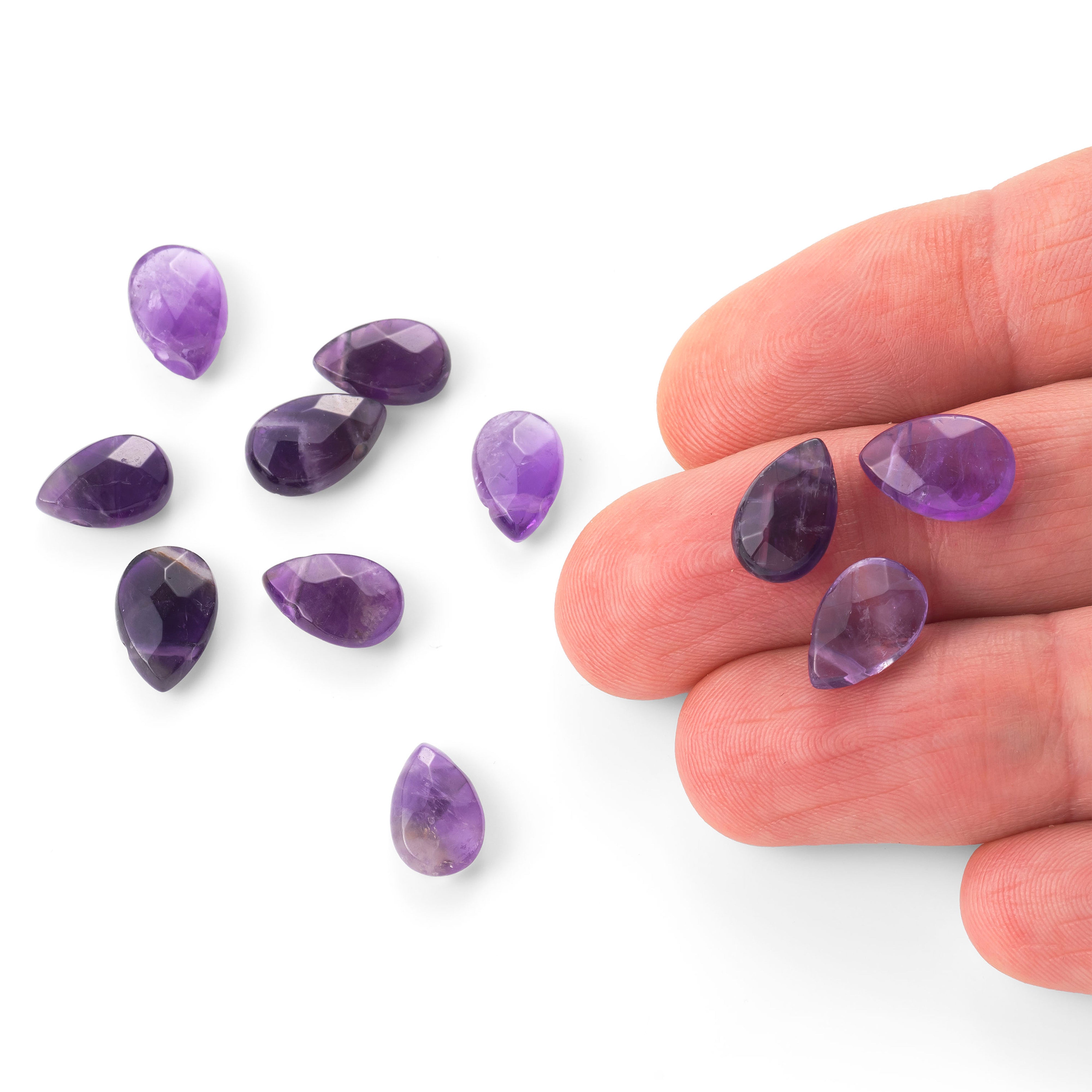 Amethyst Faceted Teardrop Briolette Beads Approx 11x7mm