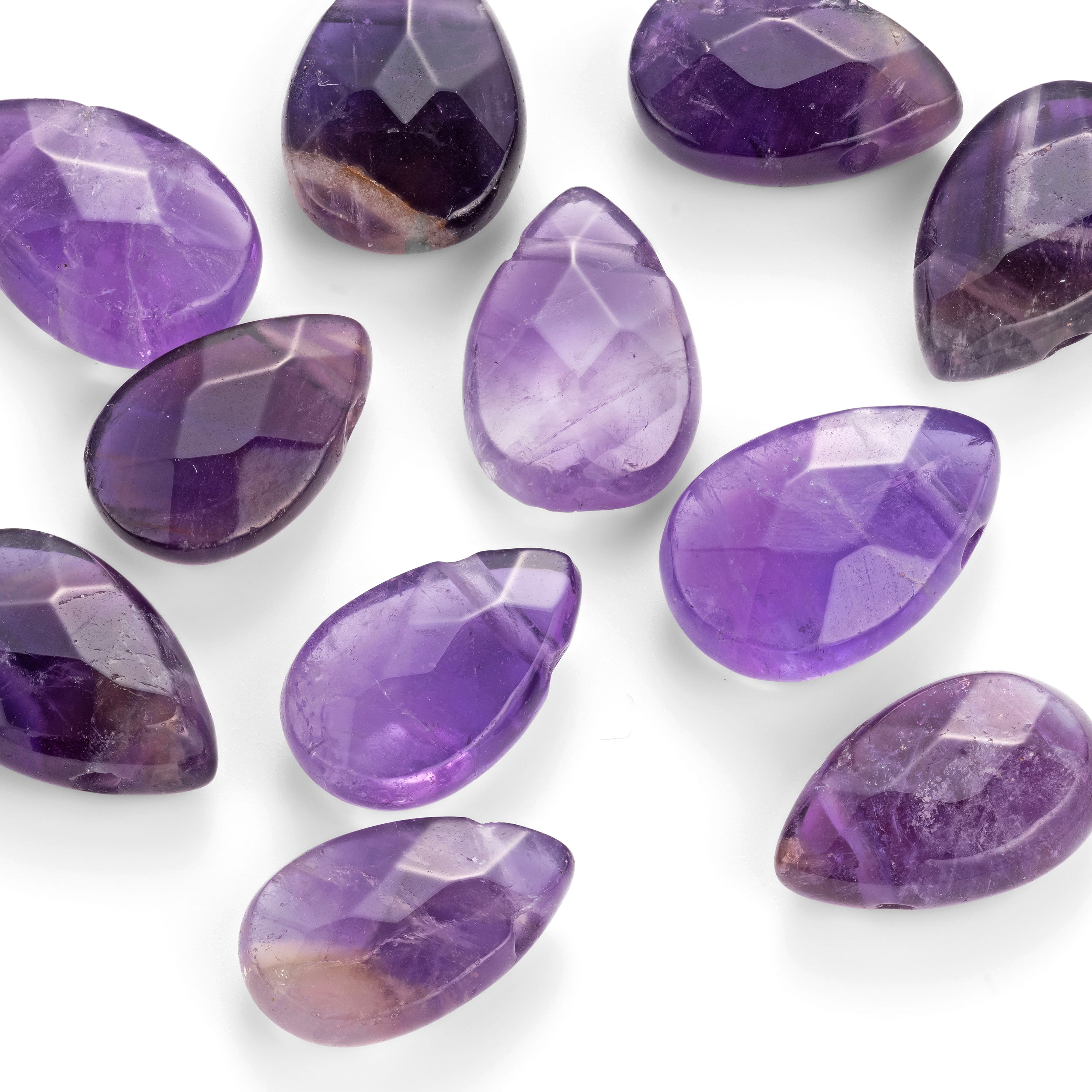 Amethyst Faceted Teardrop Briolette Beads Approx 11x7mm