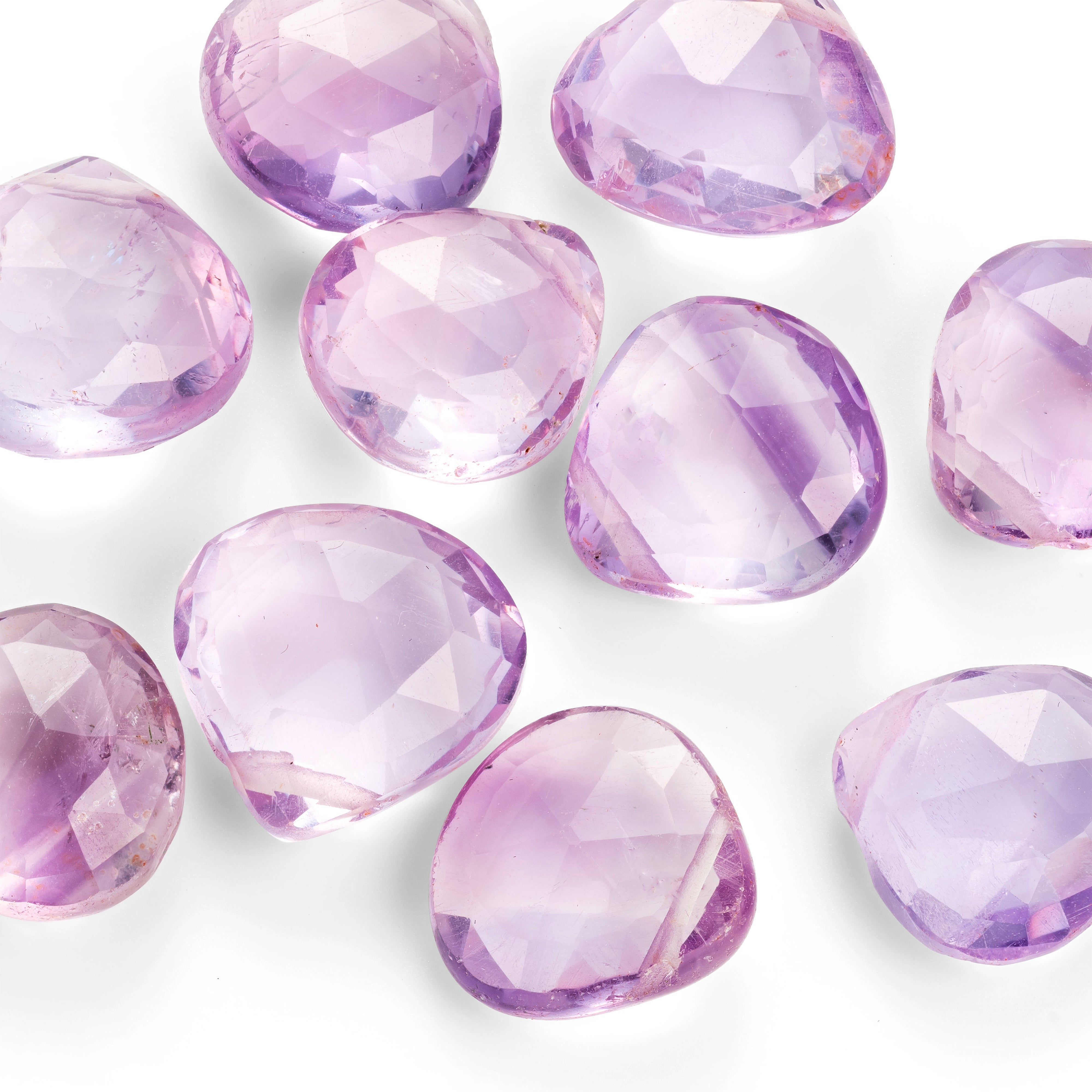 Pink Amethyst Faceted Heart Briolette Beads Approx 8mm