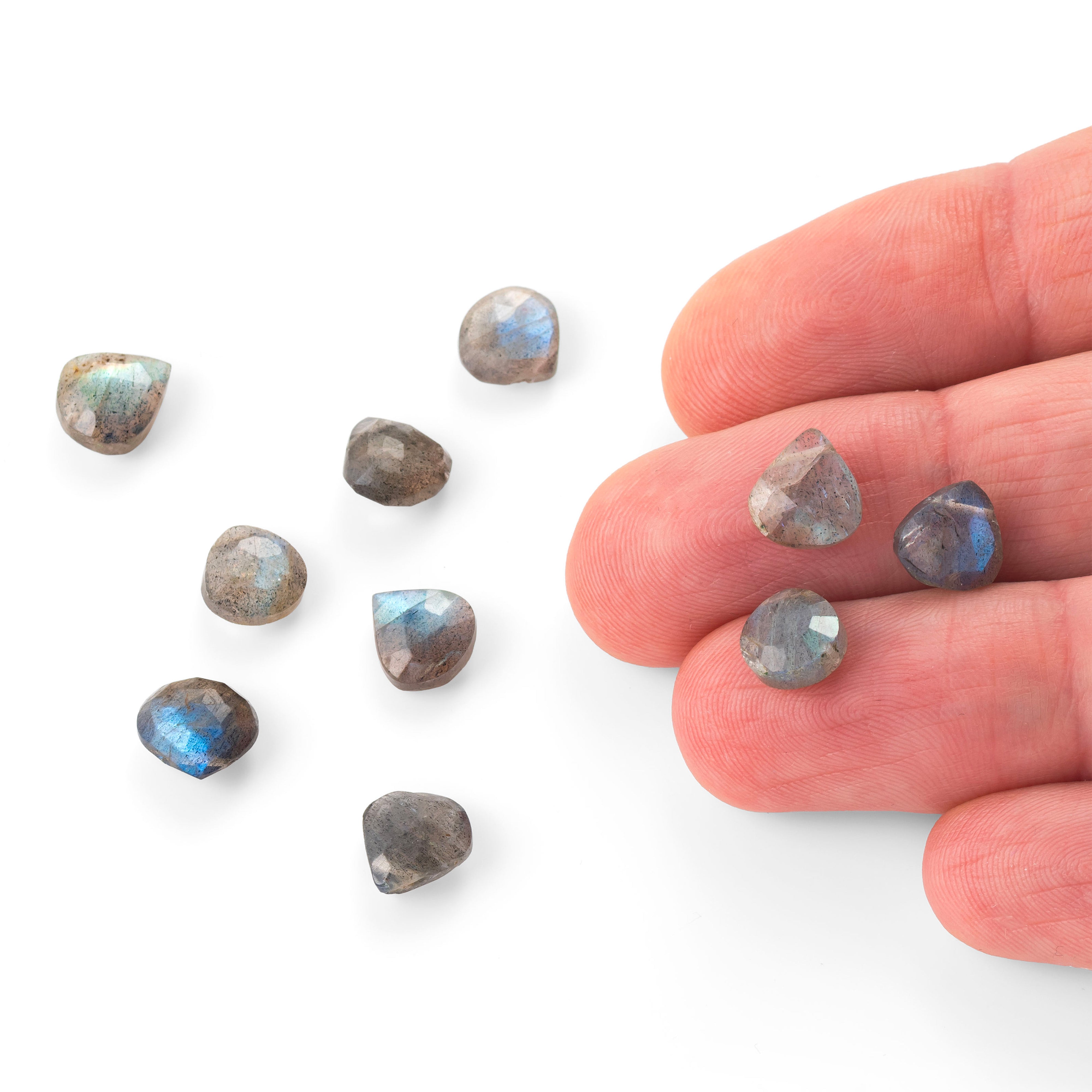 Labradorite Faceted Heart Briolette Beads Approx 7mm