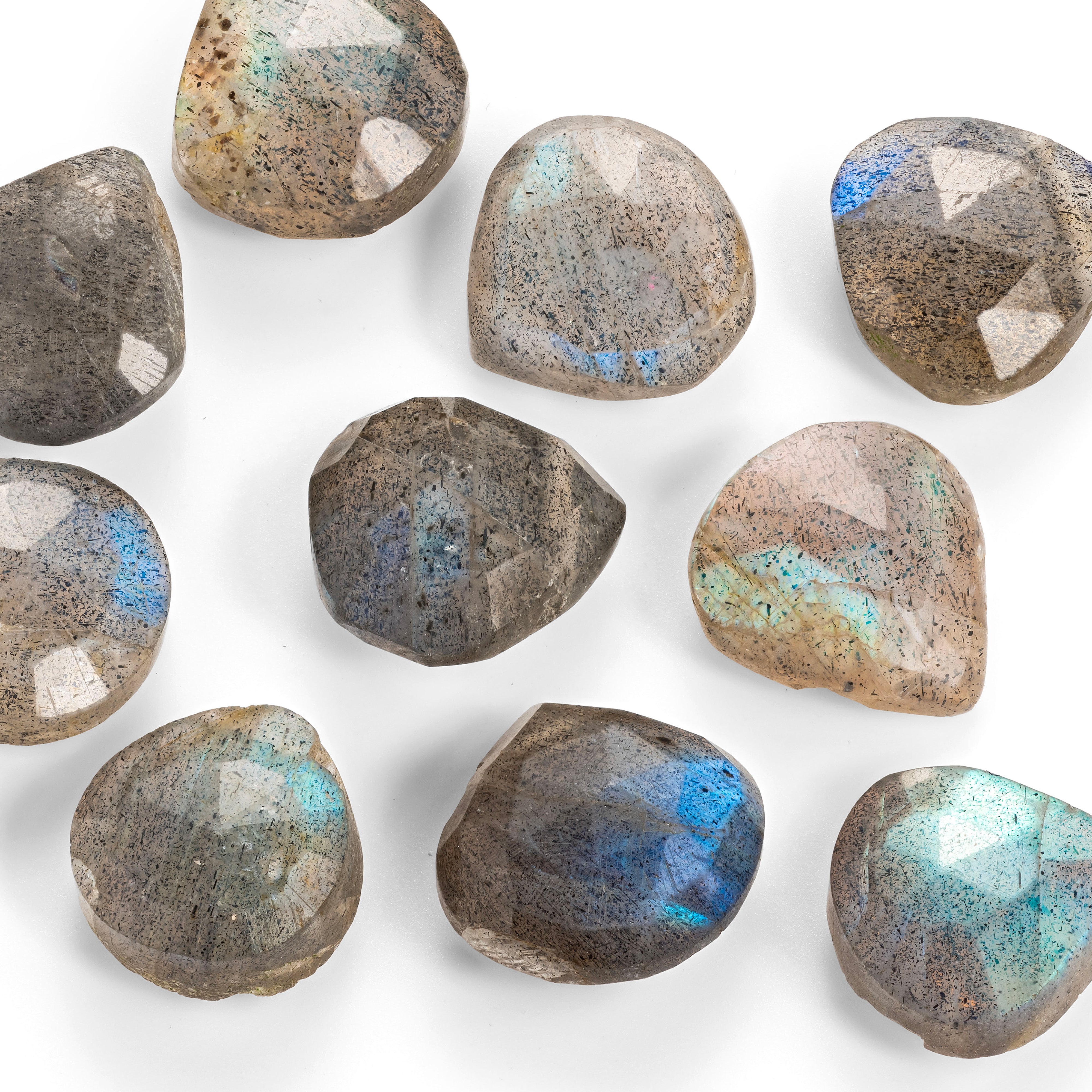 Labradorite Faceted Heart Briolette Beads Approx 7mm