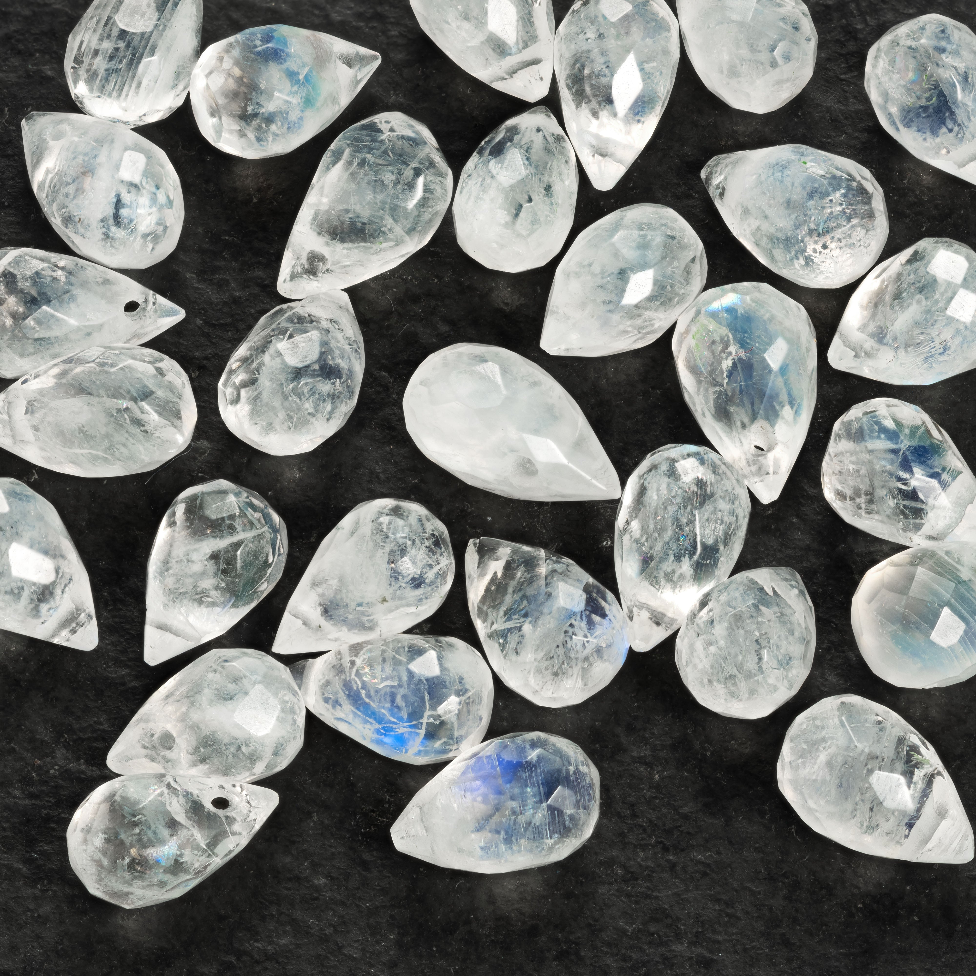 Rainbow Moonstone Faceted Drop Briolette Beads Approx 6mm pk10 Beads
