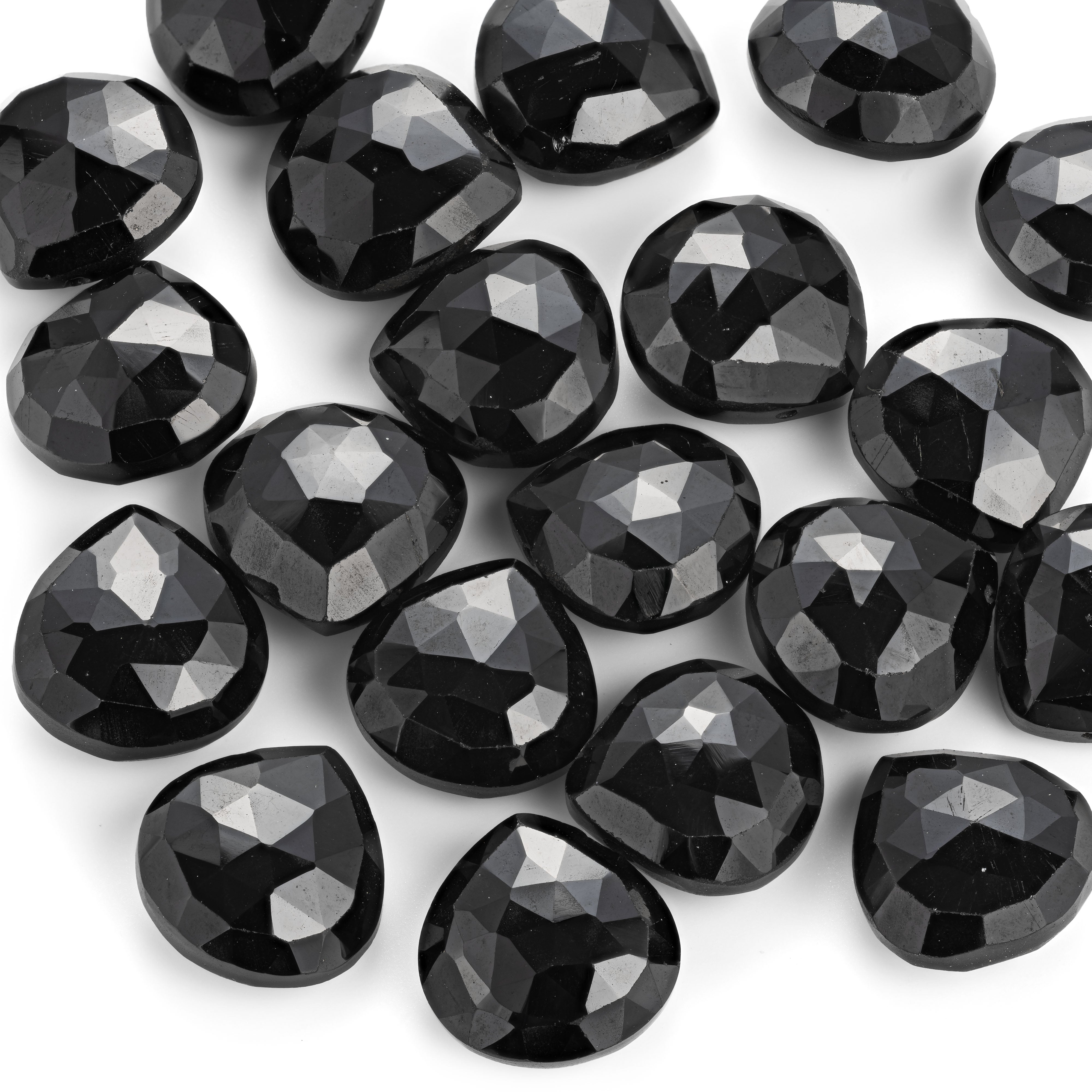 Black Spinel Faceted Heart Briolette Beads Approx 9mm