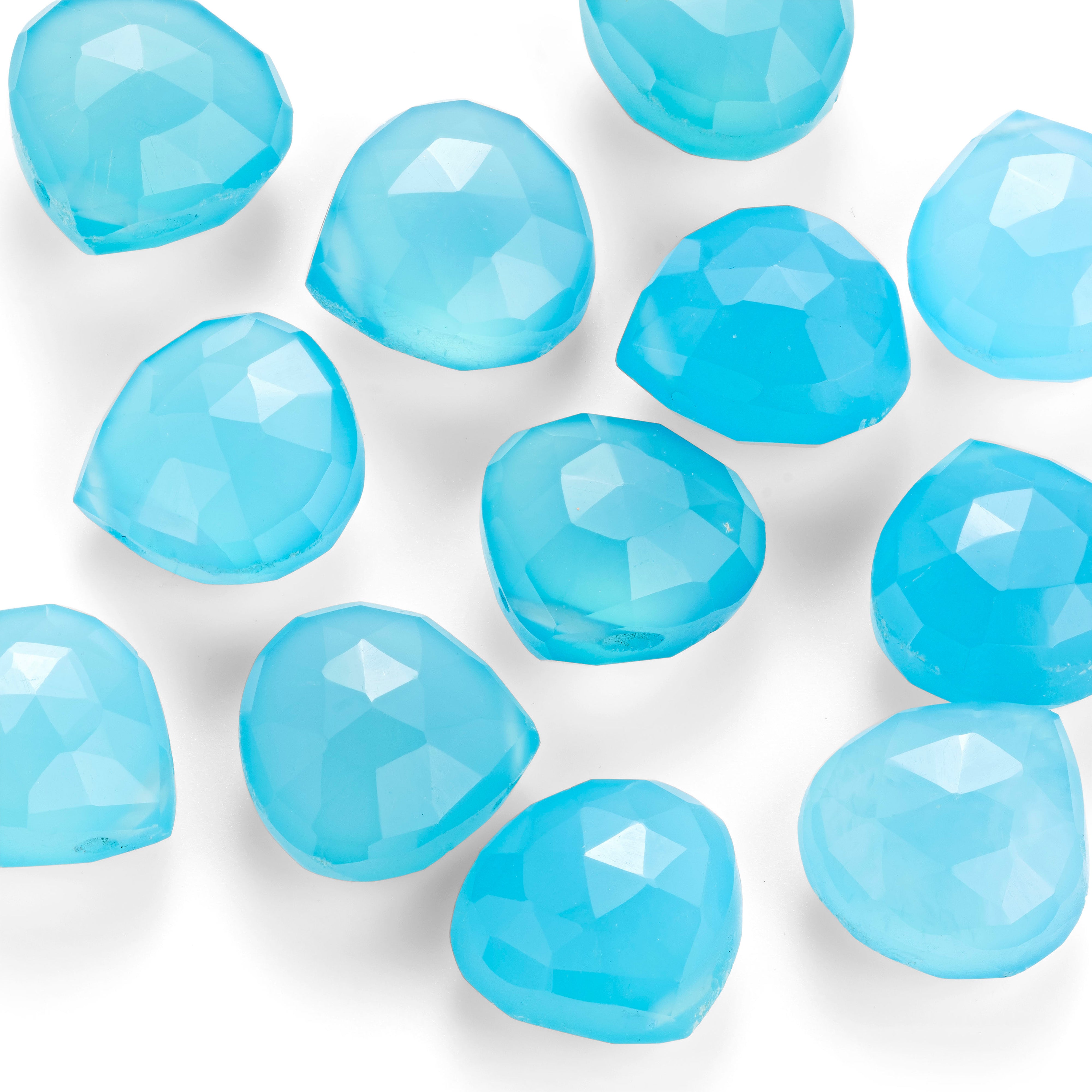Blue Chalcedony Faceted Heart Briolette Beads Approx 9mm