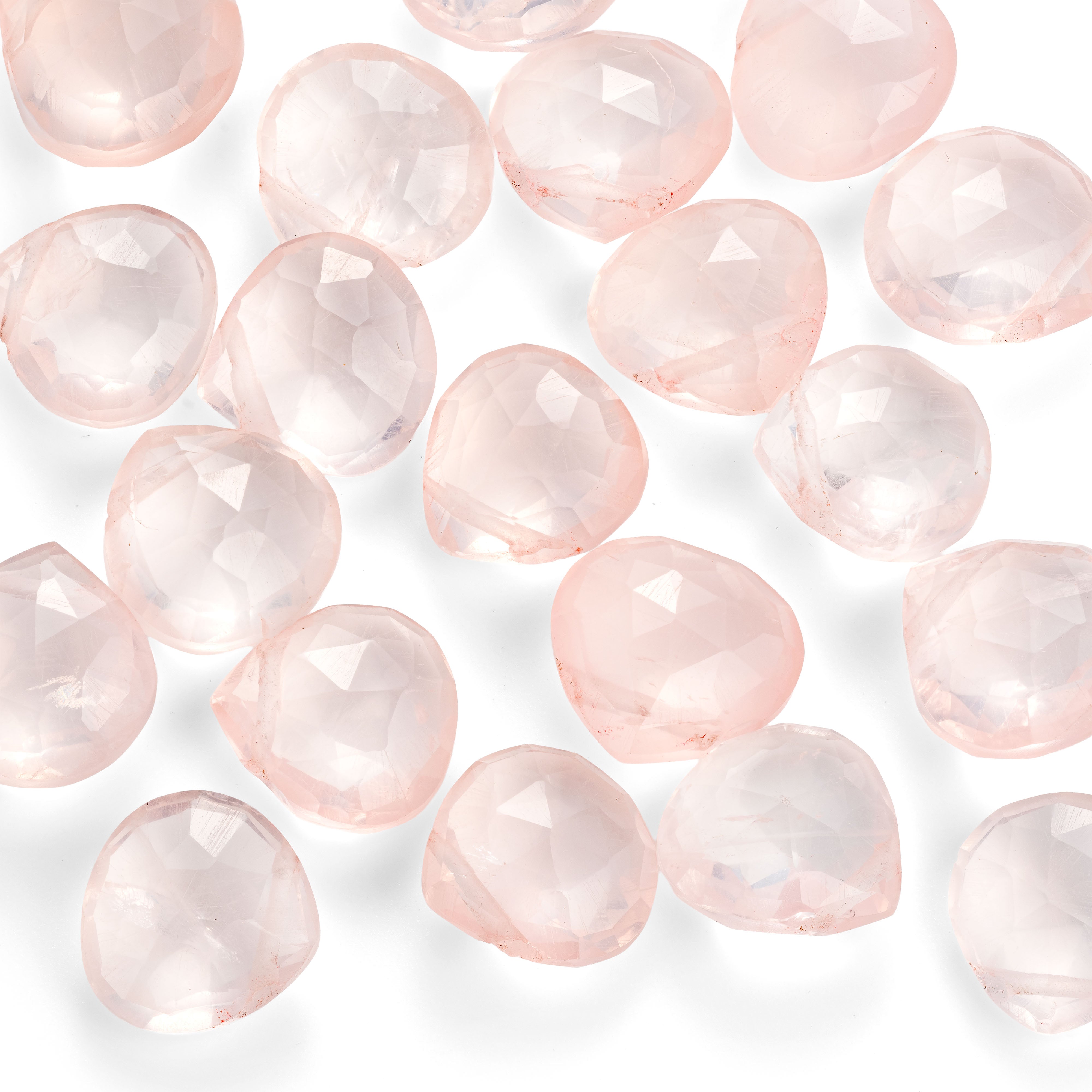 Rose Quartz Faceted Heart Briolette Beads Approx 7mm