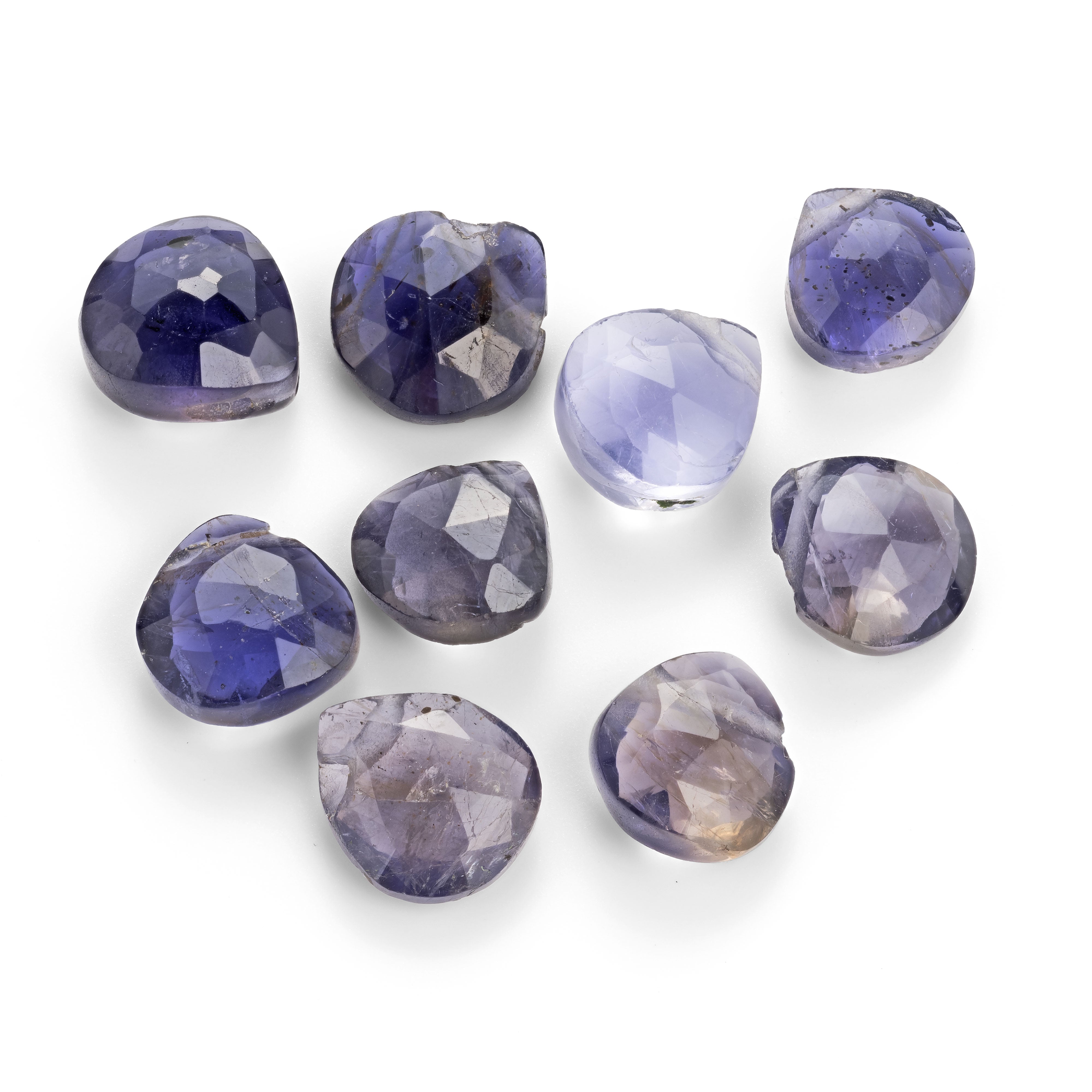 Iolite Faceted Heart Briolette Beads Approx 6mm