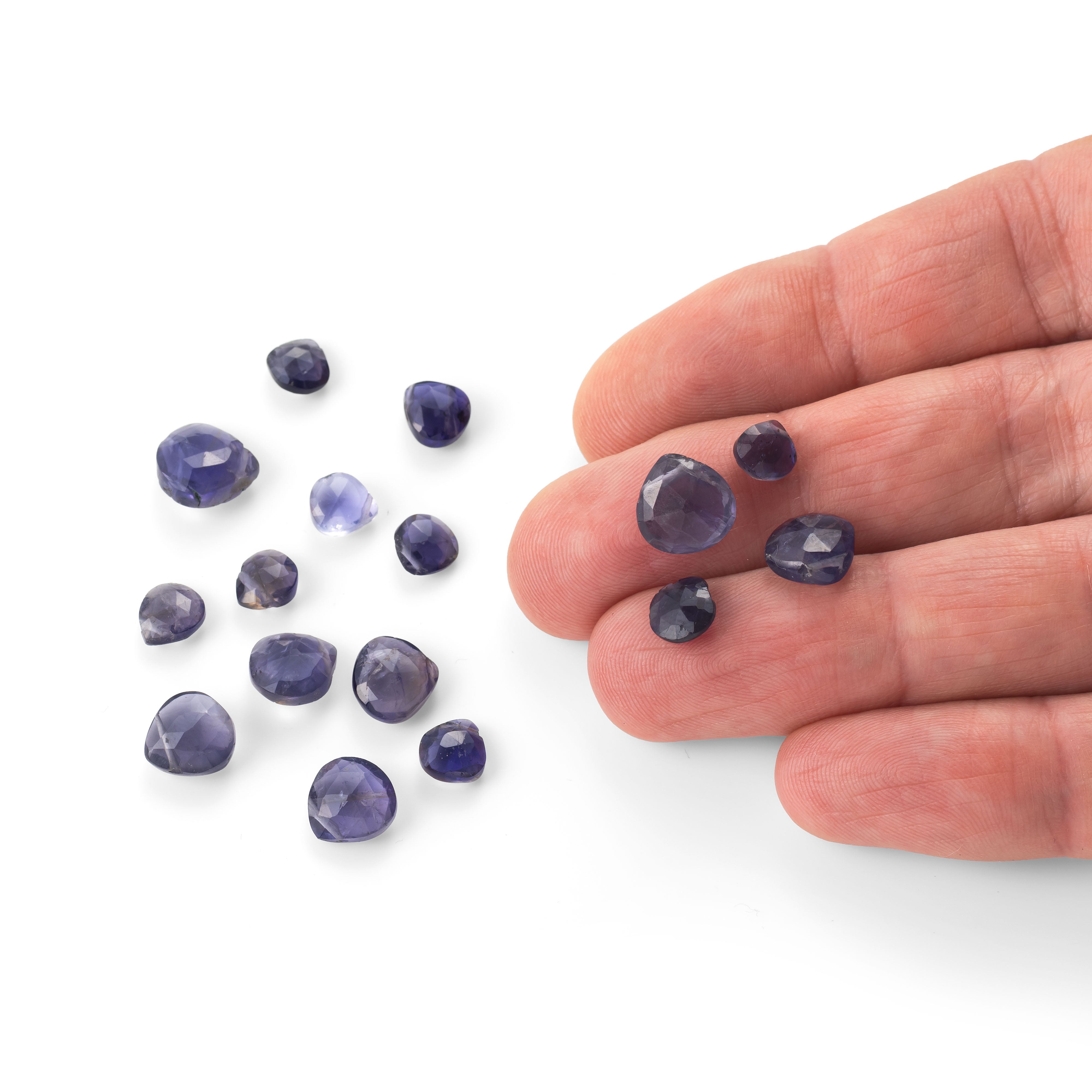 Iolite Faceted Heart Briolette Beads Approx 6mm