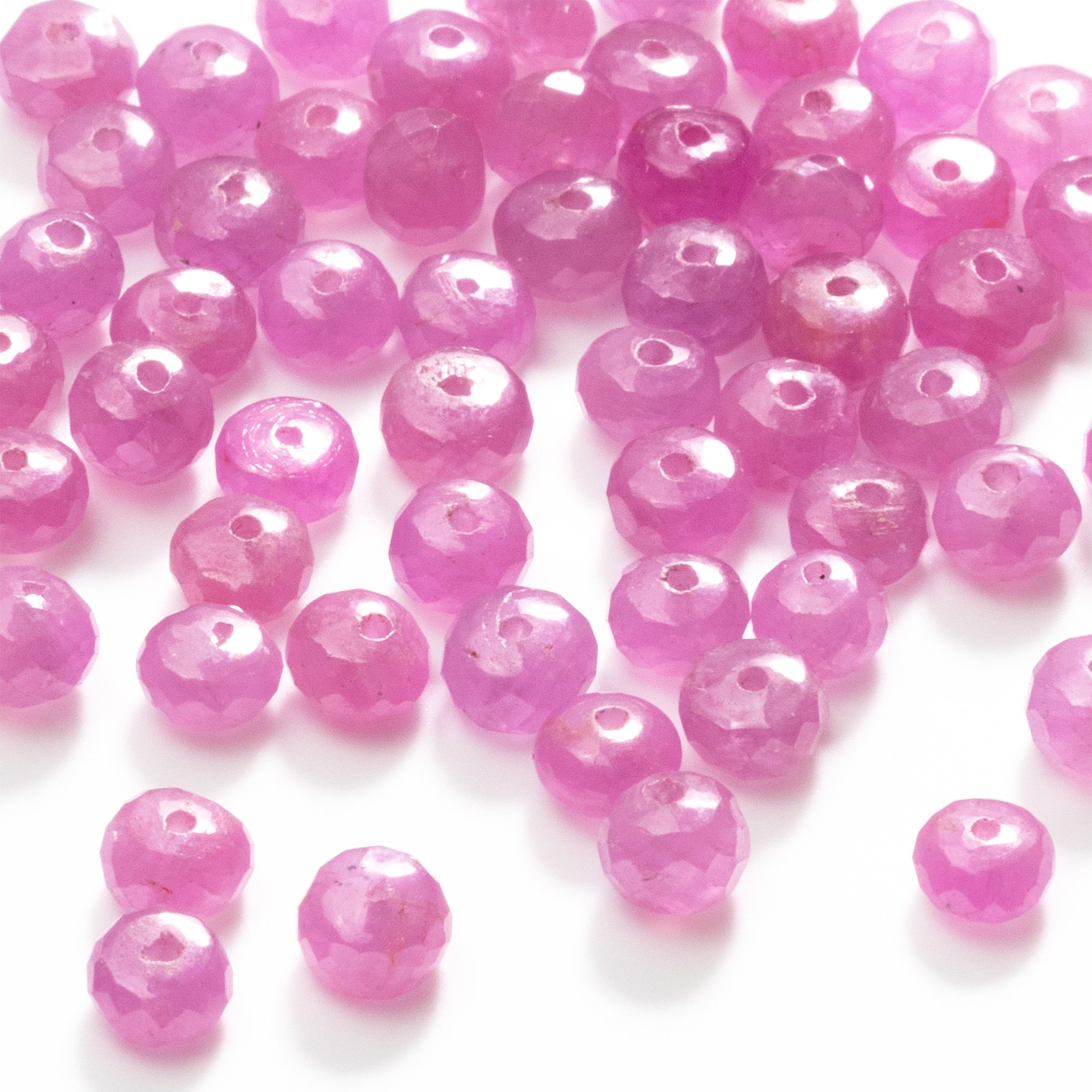 Pink Sapphire Faceted Rondelle Beads