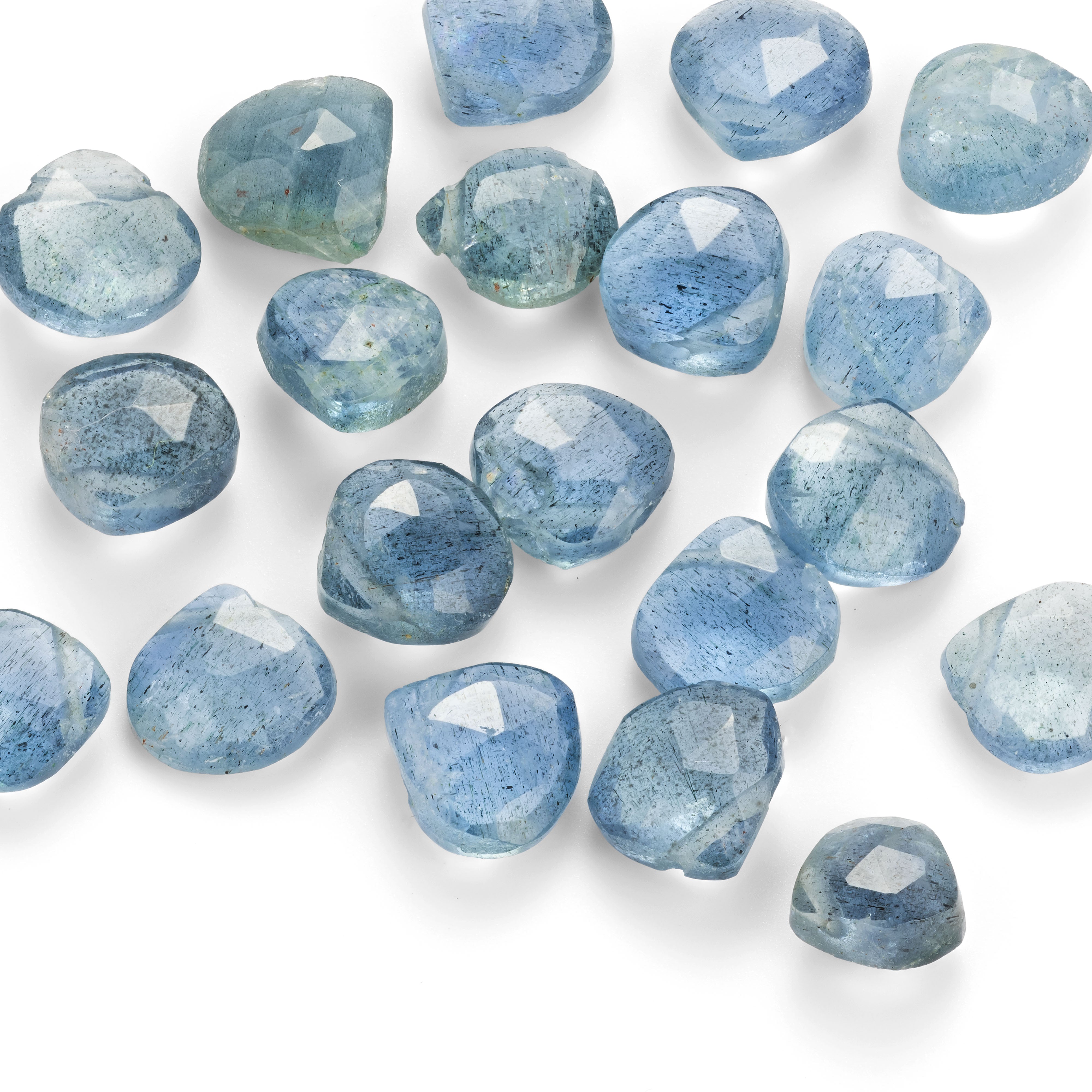 Moss Aquamarine Faceted Heart Briolette Beads