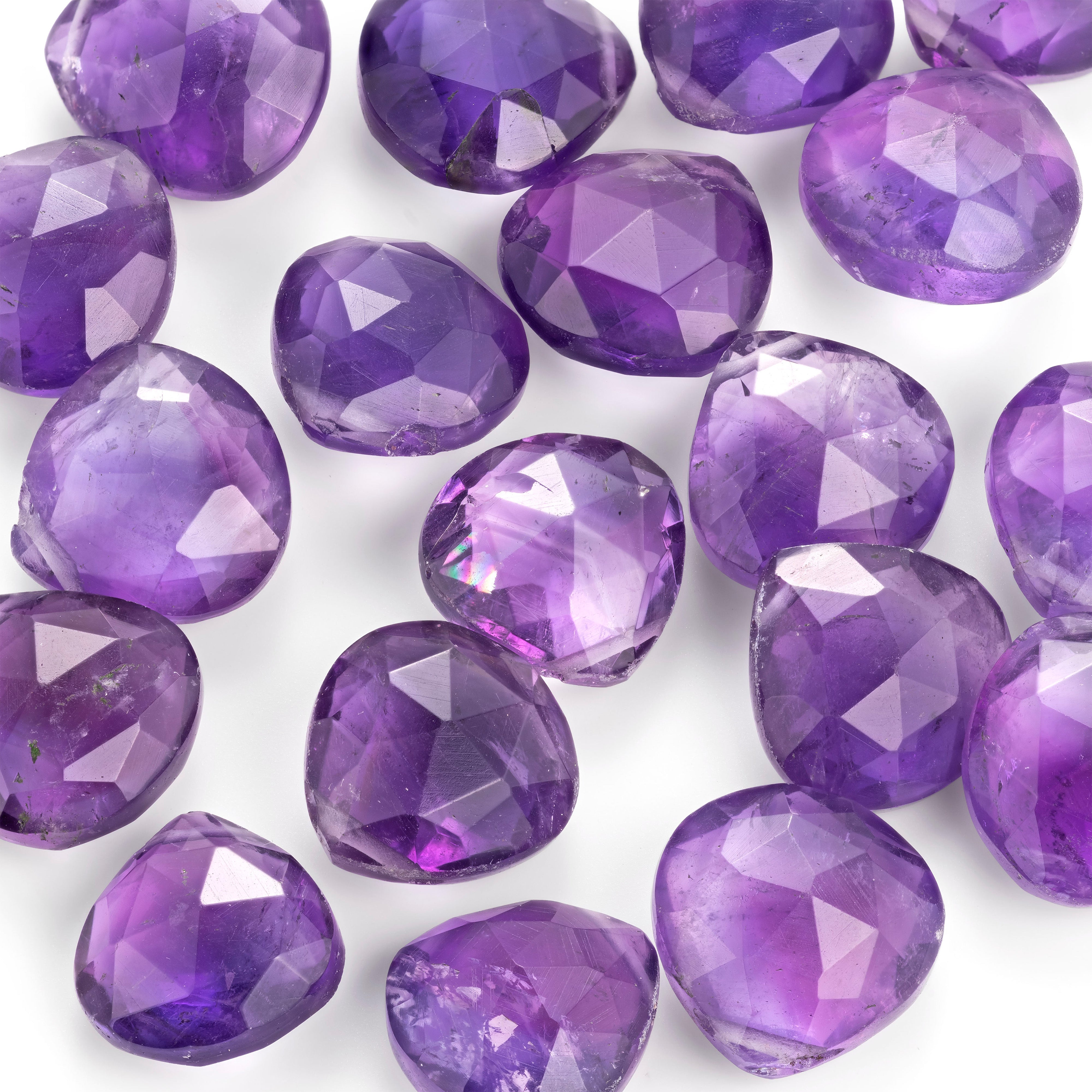 Amethyst Faceted Heart Briolette Beads Approx 8mm