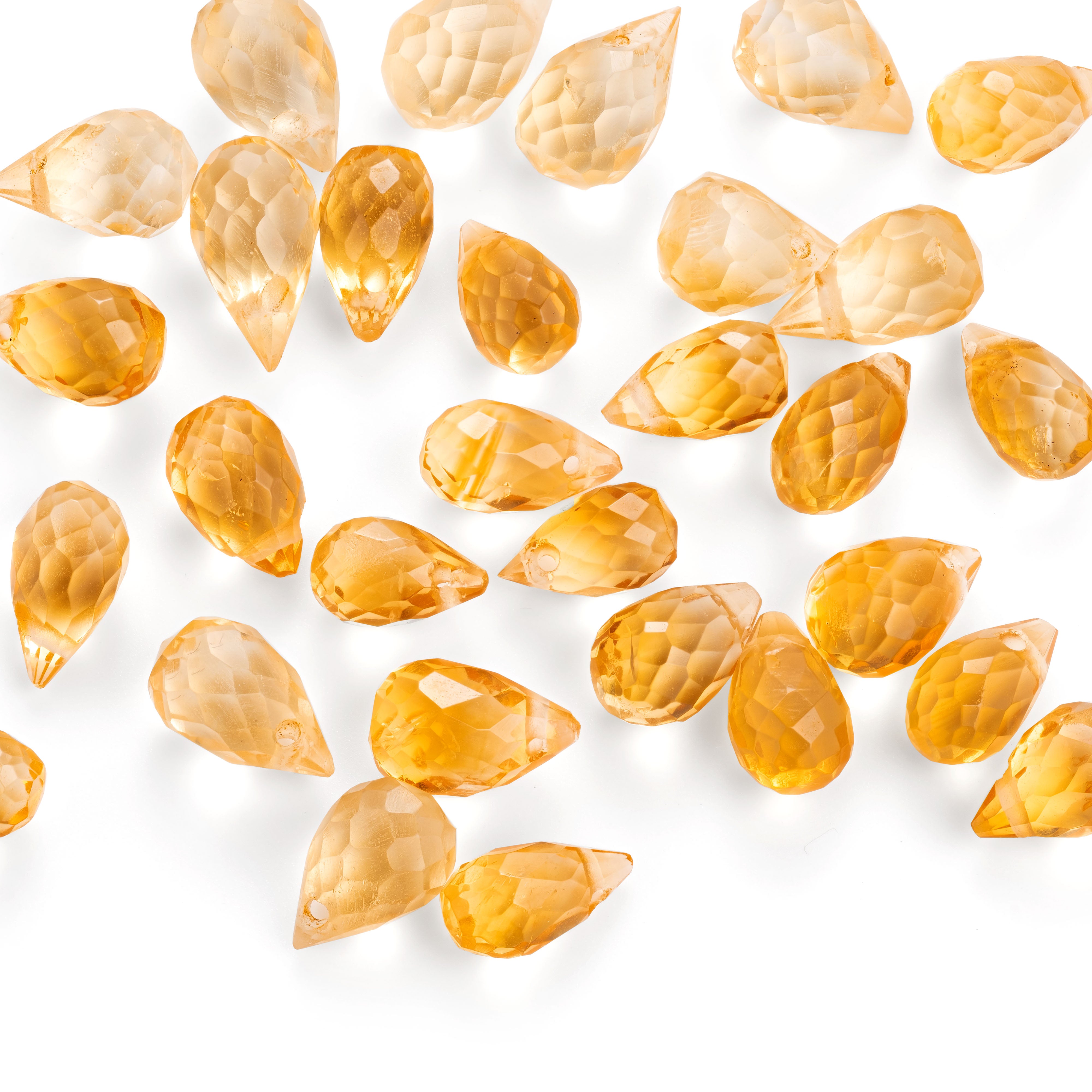Citrine Faceted Drop Briolette Beads Approx 3.5mm Packs Of 10 Beads