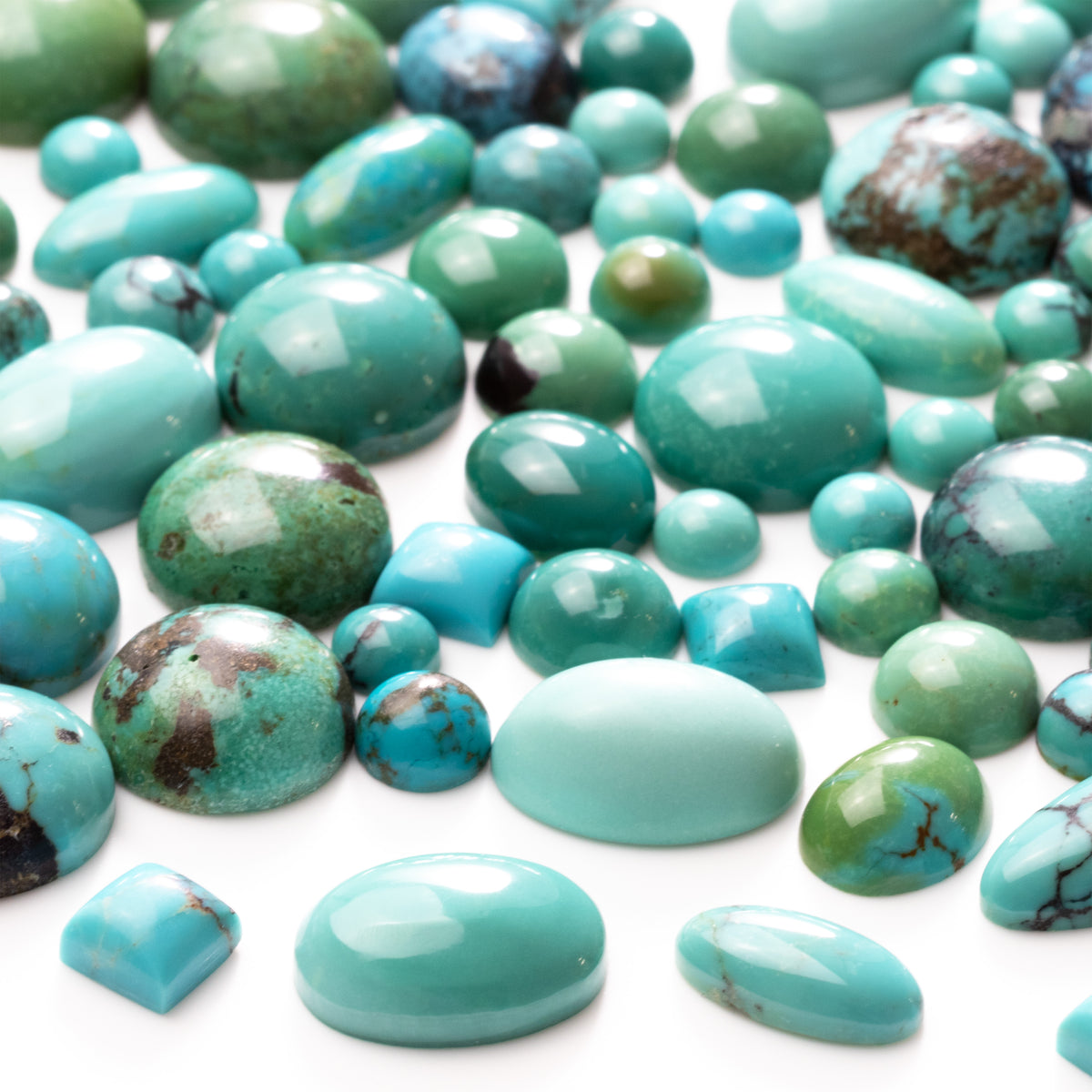 Chinese Spiderweb Matrix Turquoise Cabochons