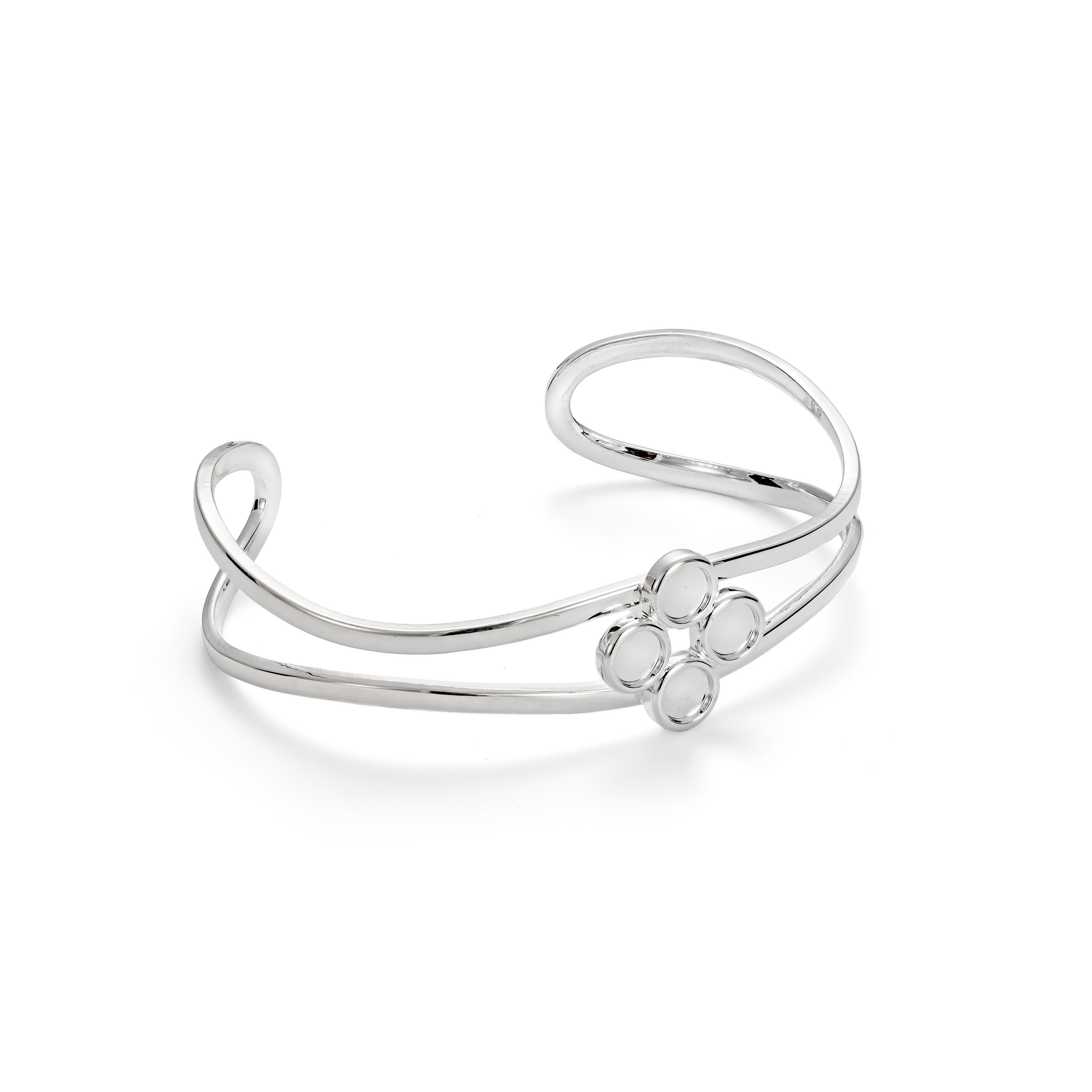Silver Plated Bangle Setting For 5mm Round Cabochon Stones