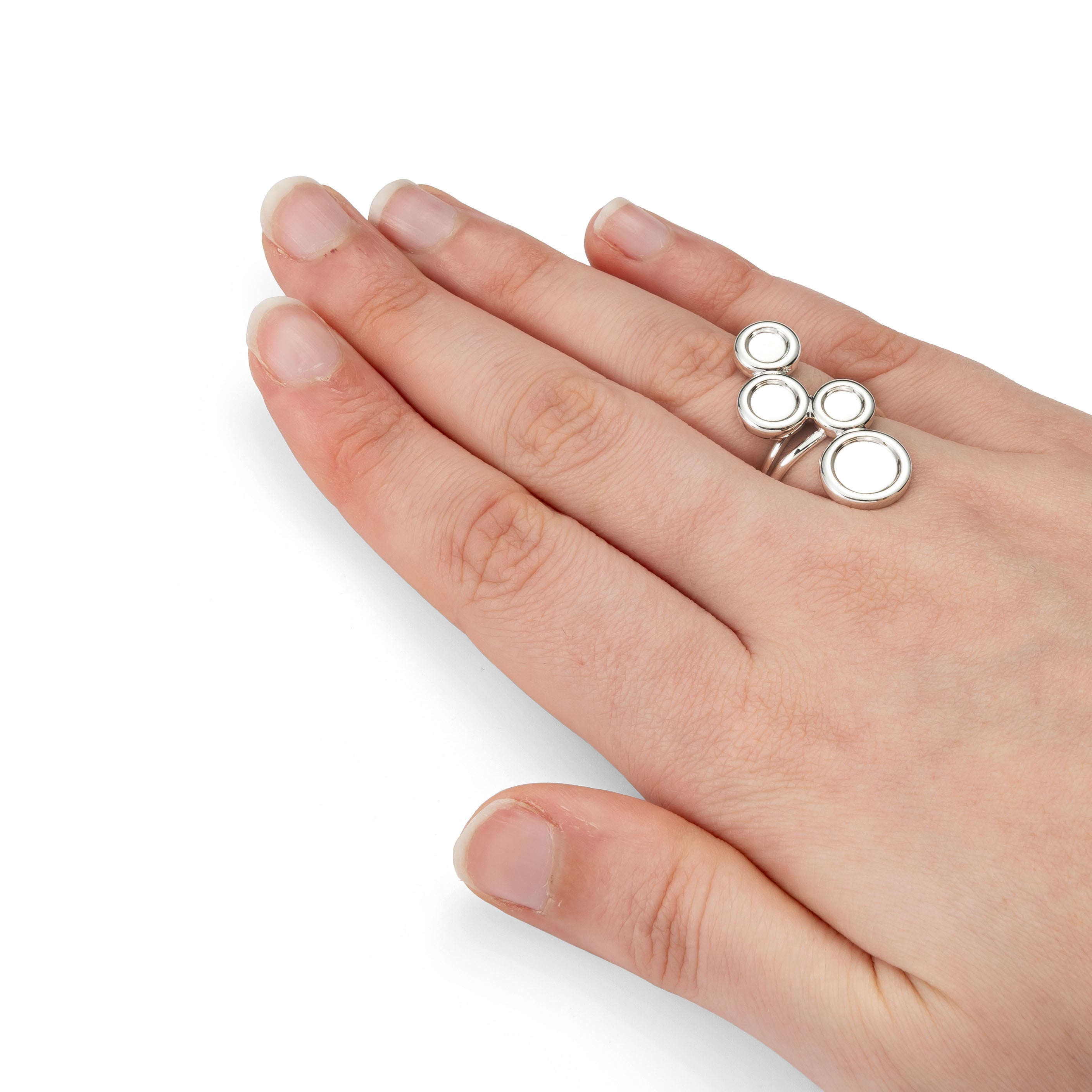 Silver Plated Adjustable Ring For Cabochon Stones