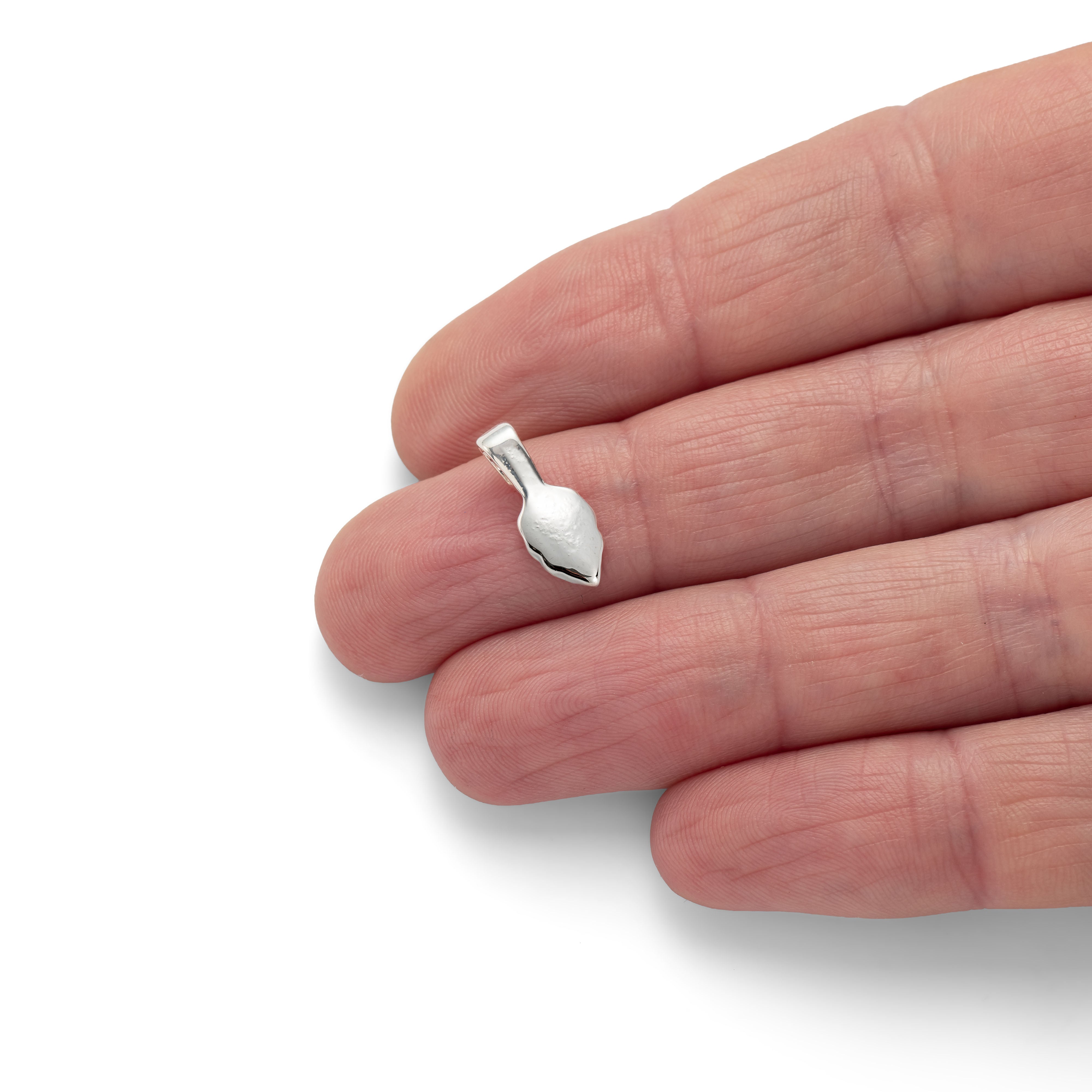 Silver Plated Plain Leaf Design Glue On Bail