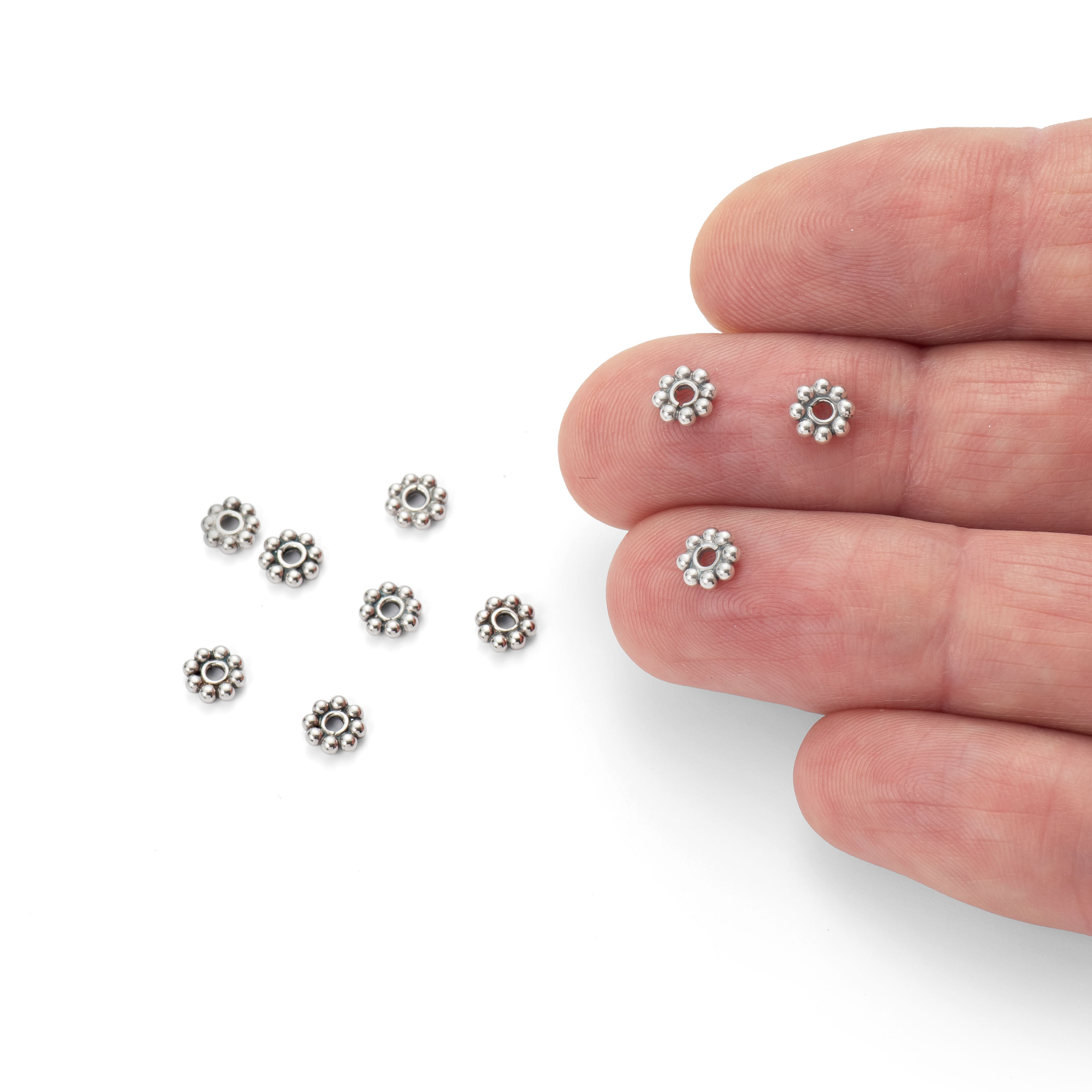 Sterling Silver Indonesian Style Flower Spacer Bead 5.5x1.6mm