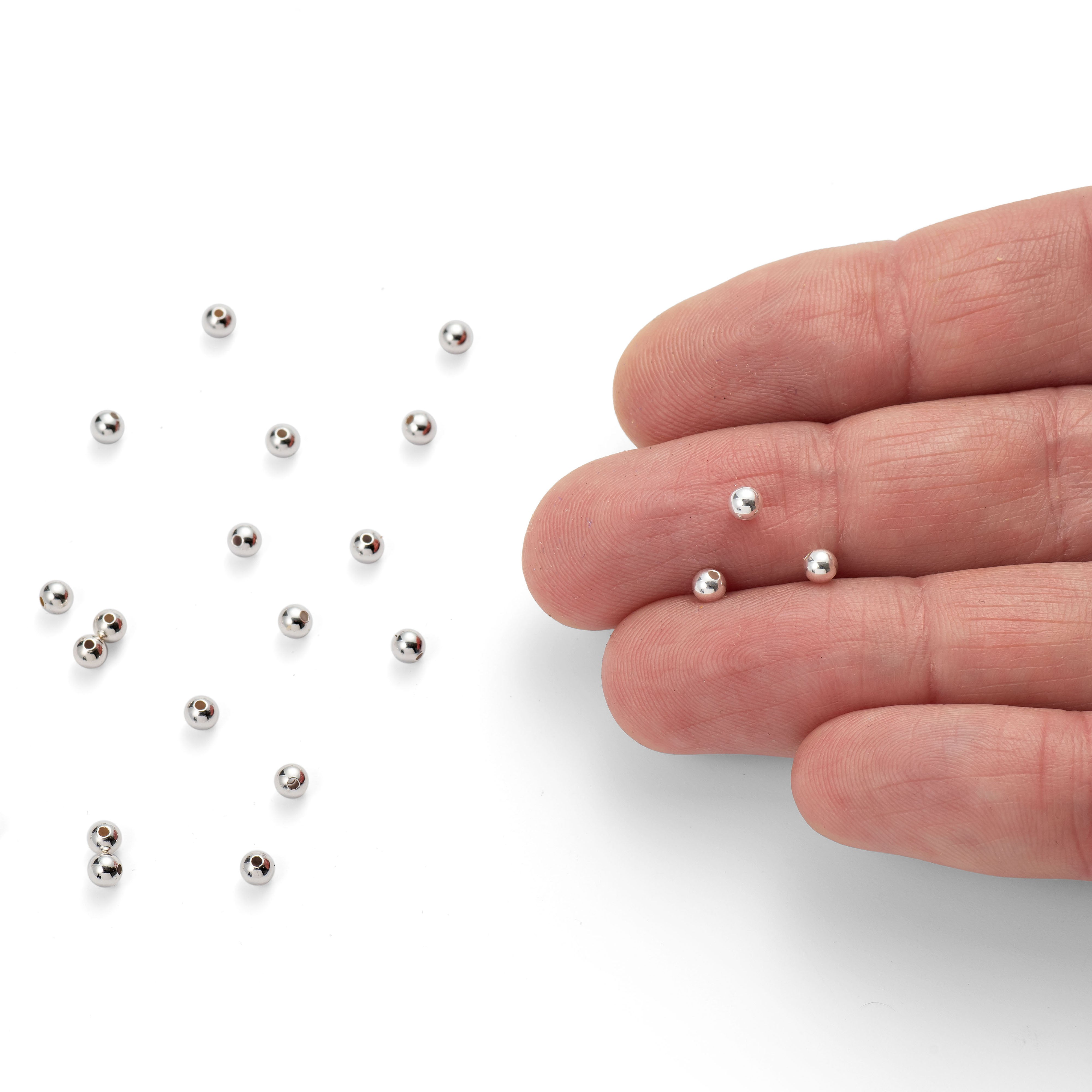 3mm Plain Round Plated Metal Beads pk100