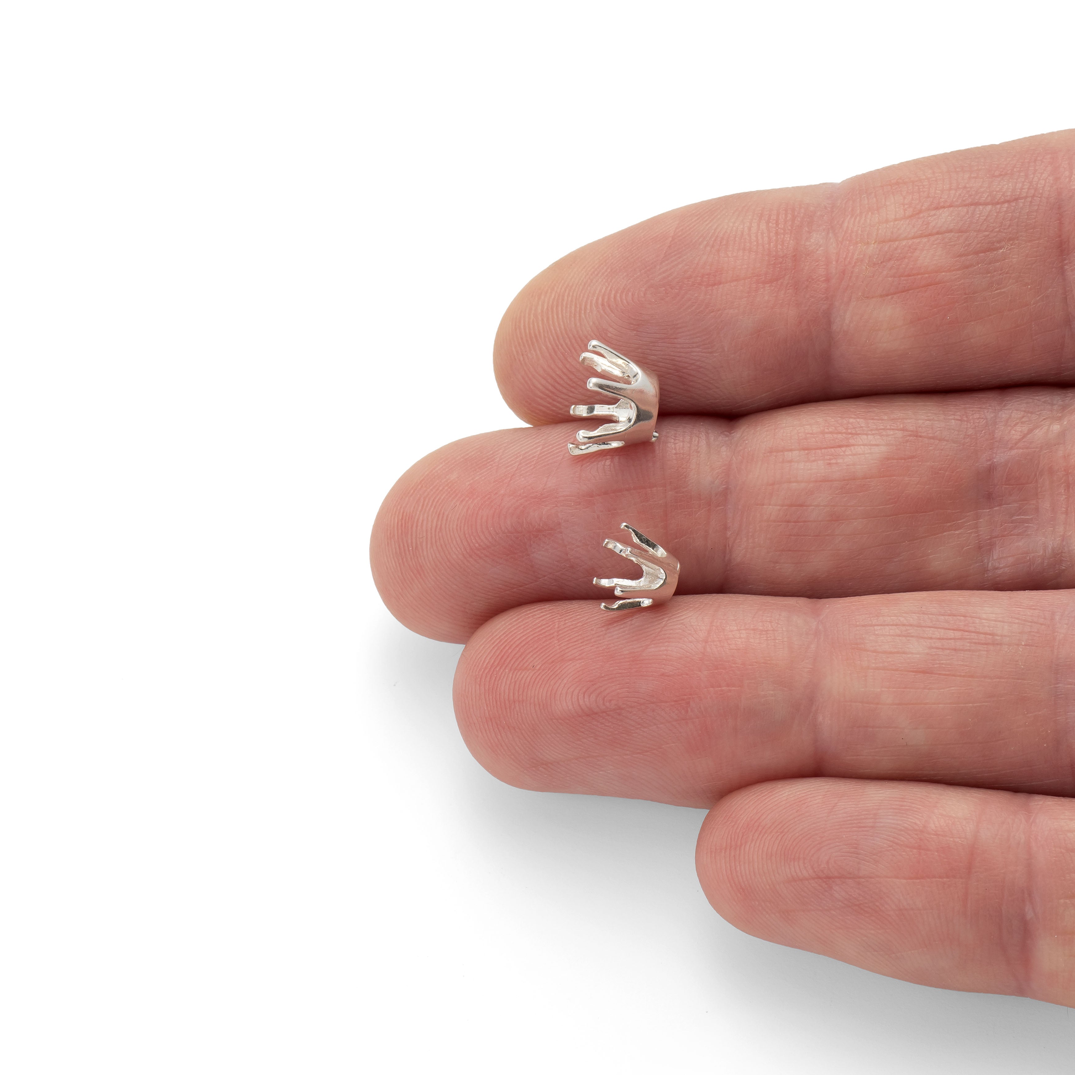 Sterling Silver Pre-Notched 6-Prong Crown Settings For Faceted Stones