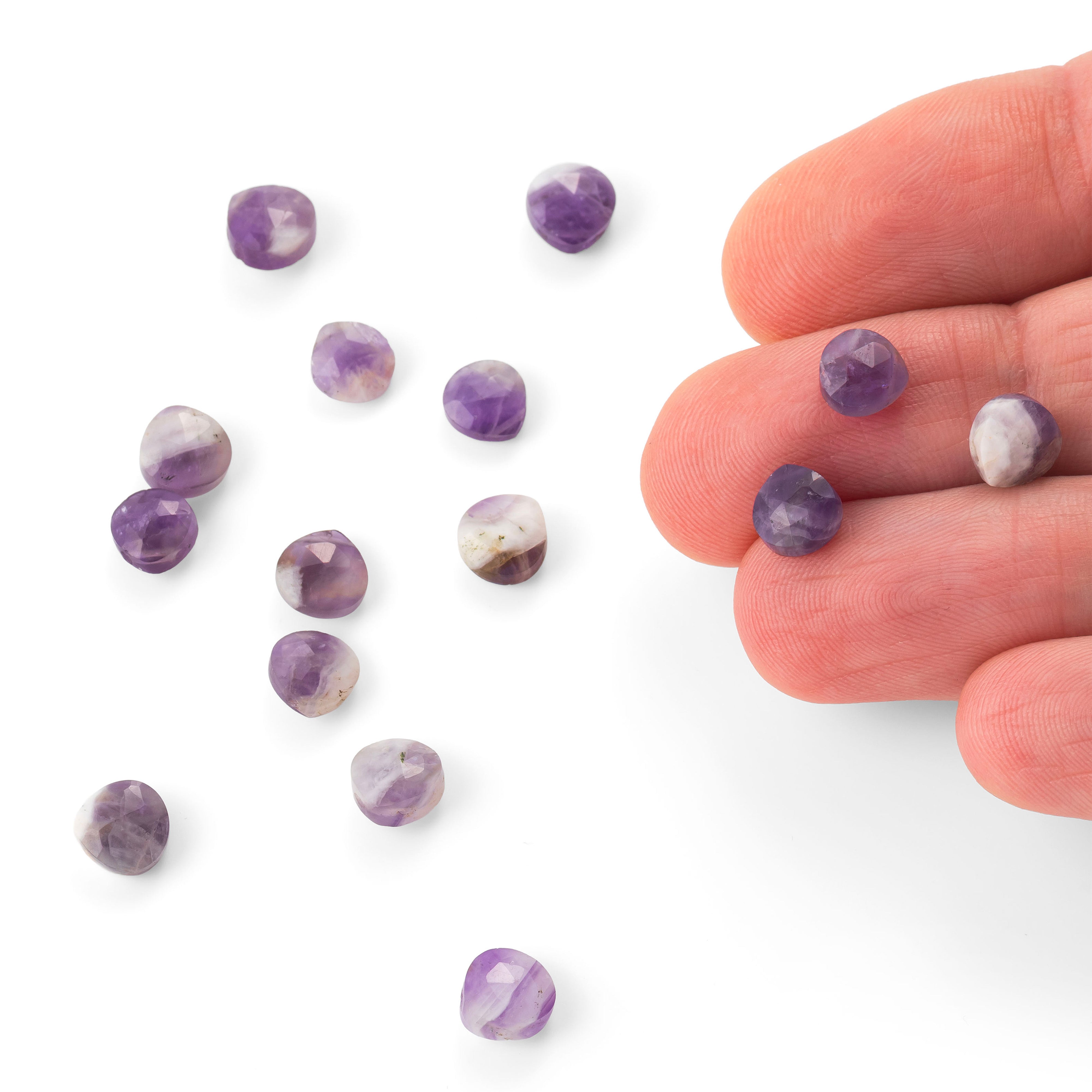 Chevron Amethyst Faceted Heart Shaped Briolette Beads Approx 7mm