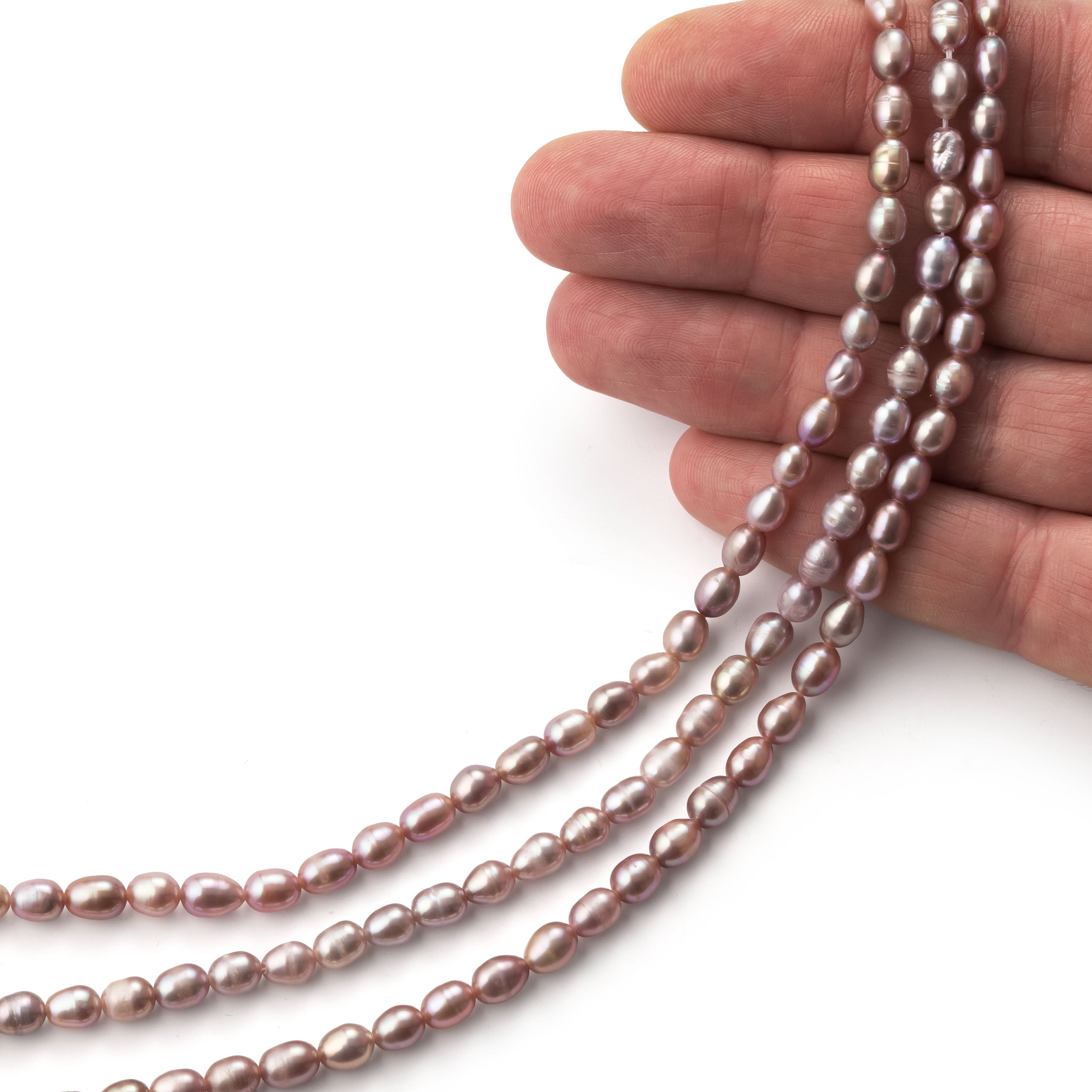 Cultured Freshwater Rustic Lilac Rice Shaped Pearls Approx 6x4mm