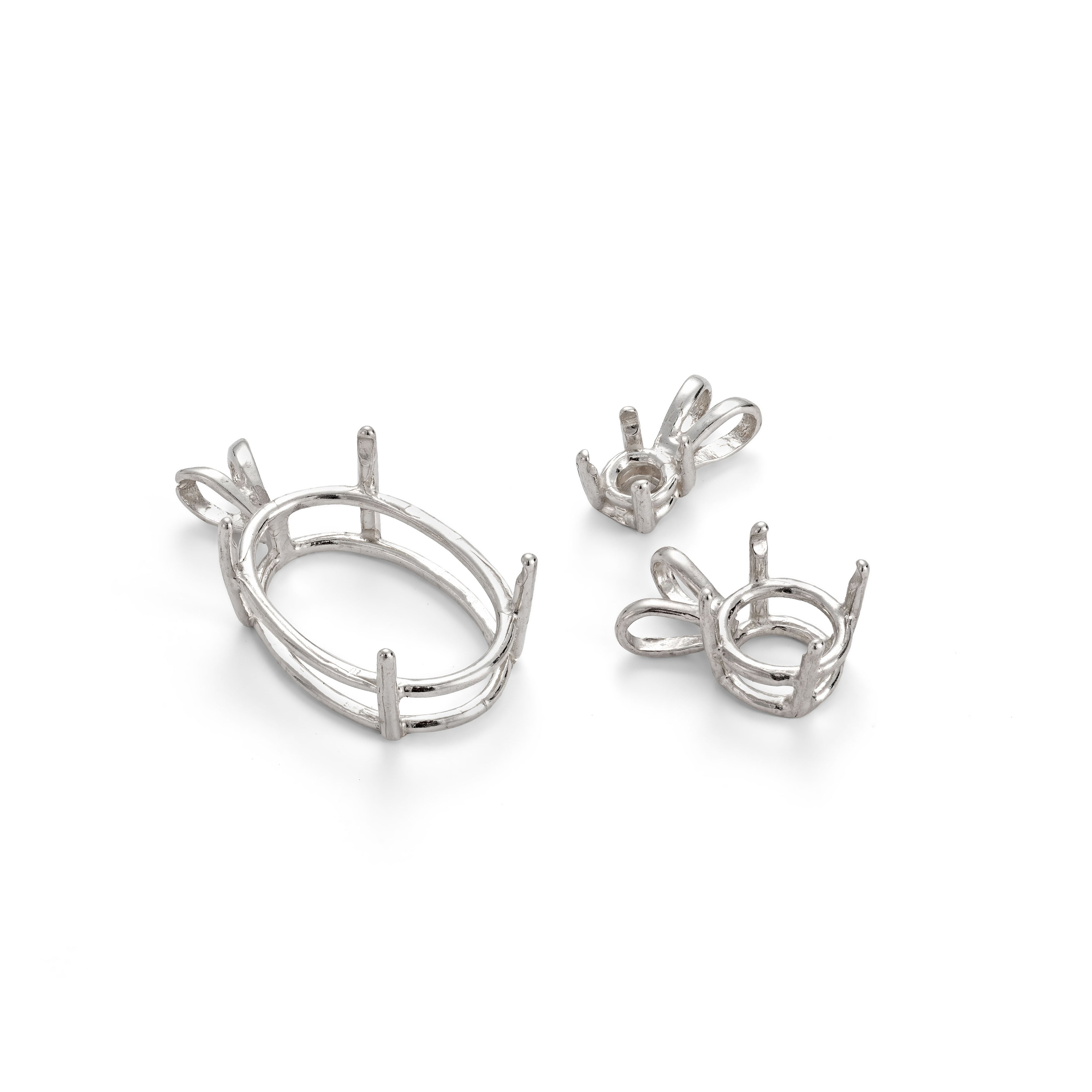 Sterling Silver Pre-Notched Pendant Settings For Faceted Stones