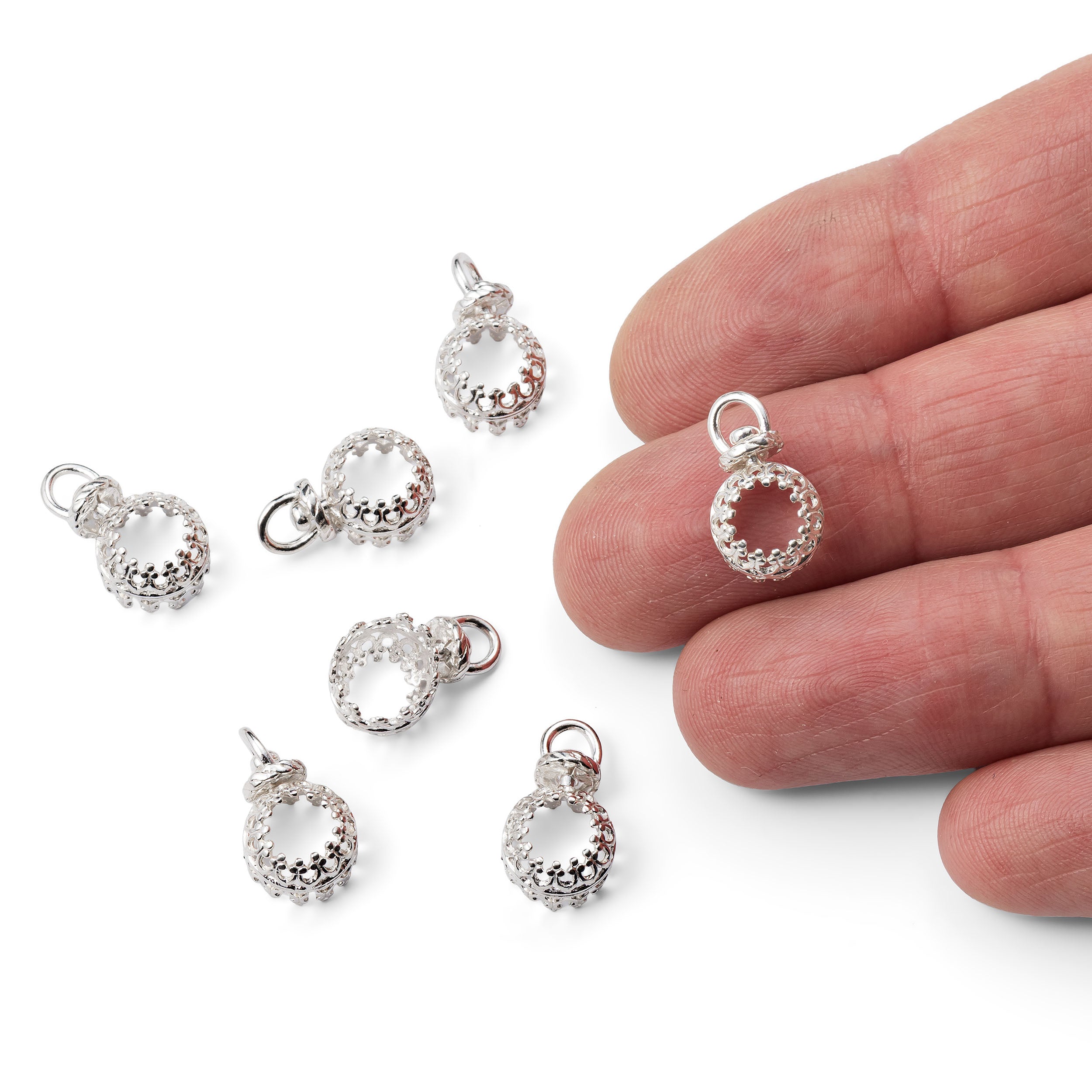 Sterling Silver Double-sided Gallery Wire Pendant Setting
